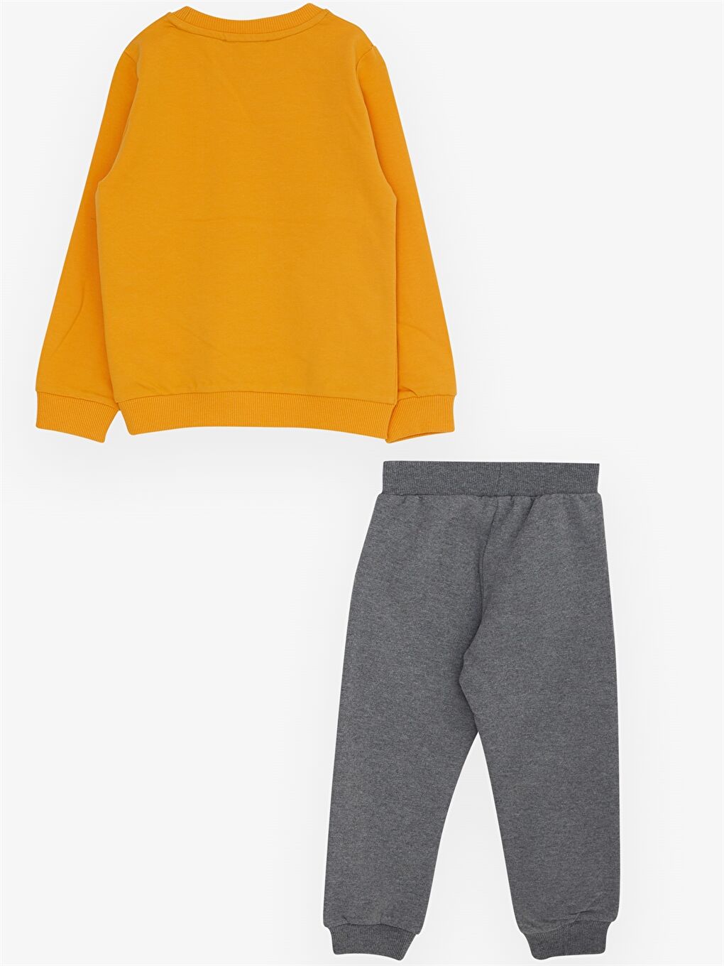 Sarı Bisiklet Yaka Uzun Kollu Baskılı Erkek Bebek 2'li Takım-1