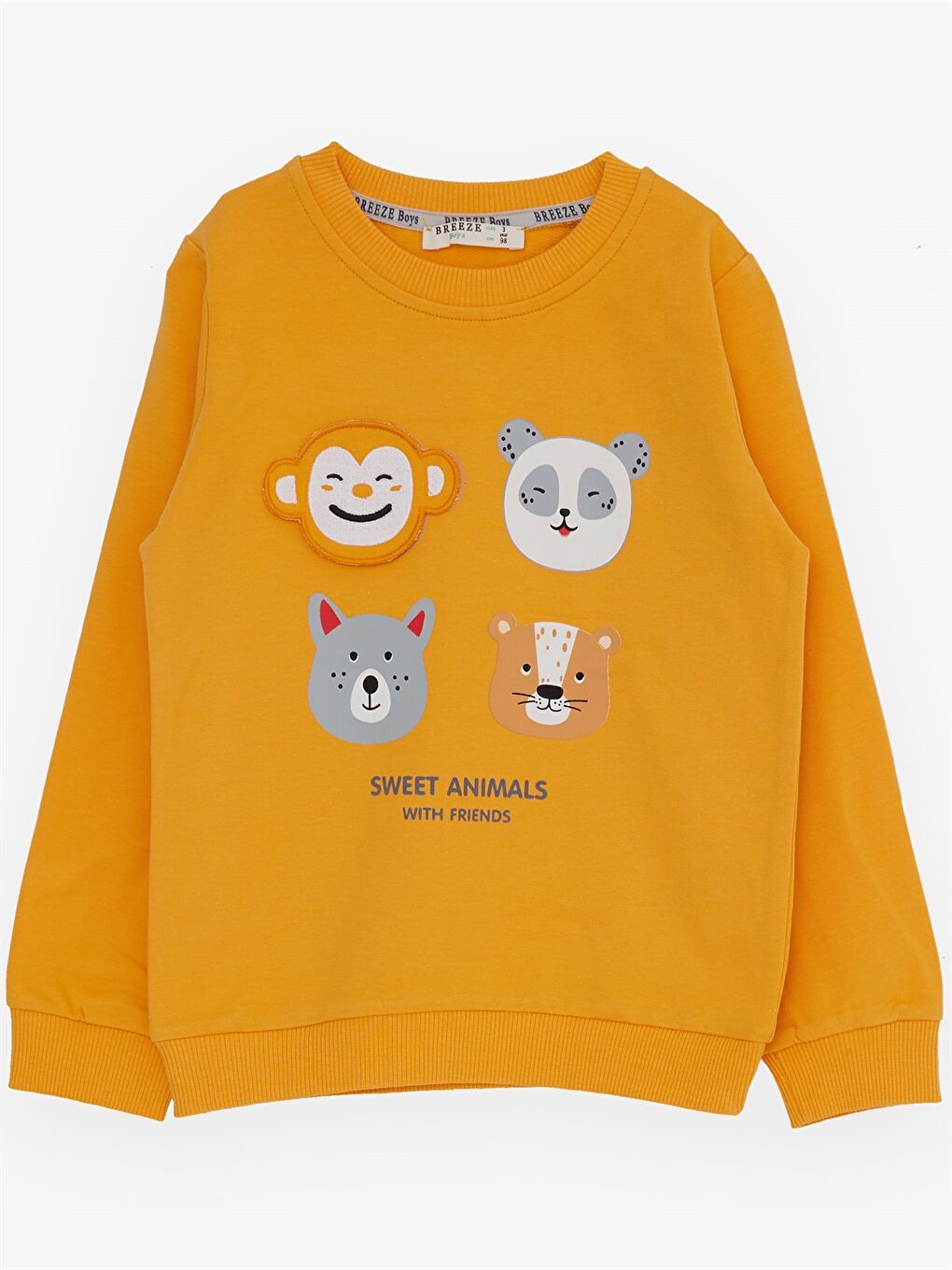 Sarı Bisiklet Yaka Uzun Kollu Baskılı Erkek Bebek 2'li Takım-2