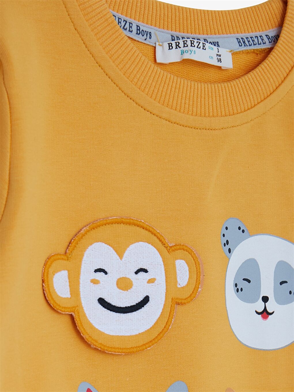 Sarı Bisiklet Yaka Uzun Kollu Baskılı Erkek Bebek 2'li Takım-4