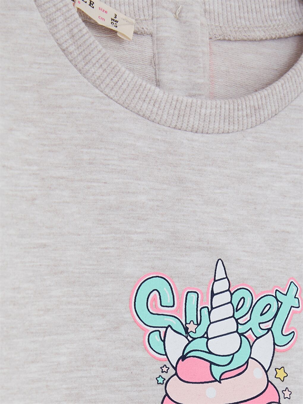 Bej Bisiklet Yaka Uzun Kollu Baskılı Kız Bebek Sweatshirt-2