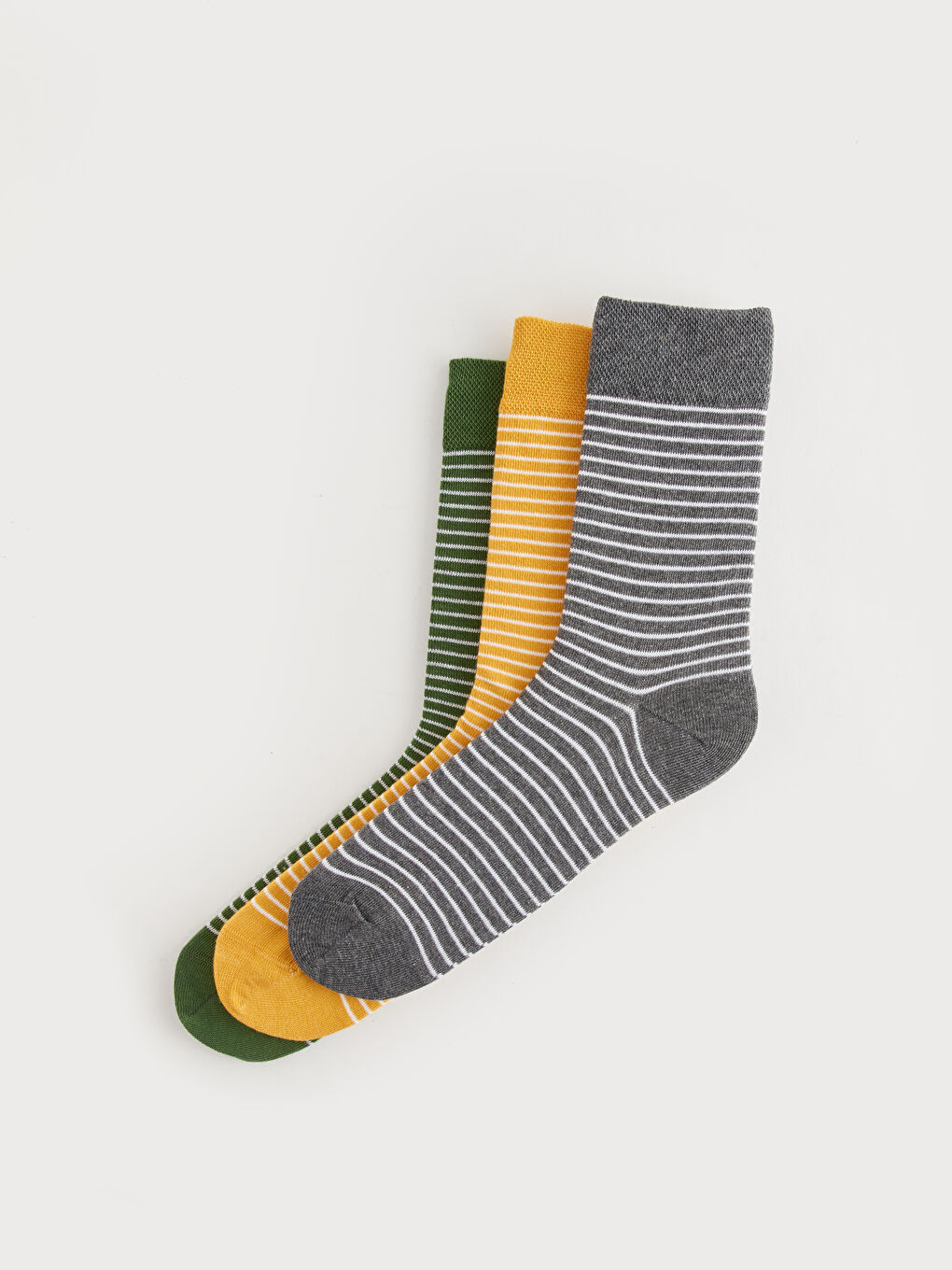 Gri Çizgili Erkek Soket Çorap 3'lü-1