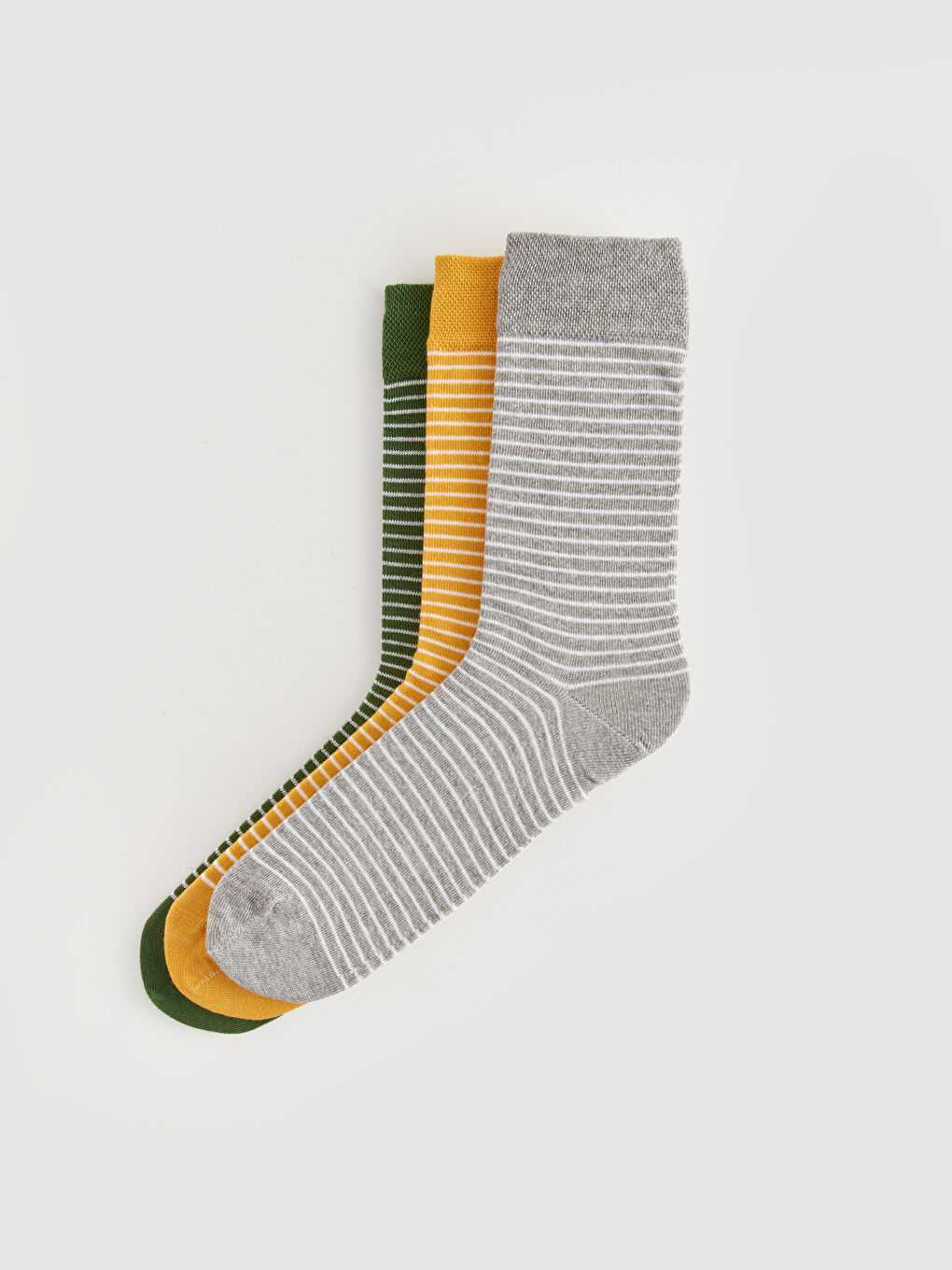 Yeşil Çizgili Erkek Soket Çorap 3'lü-1