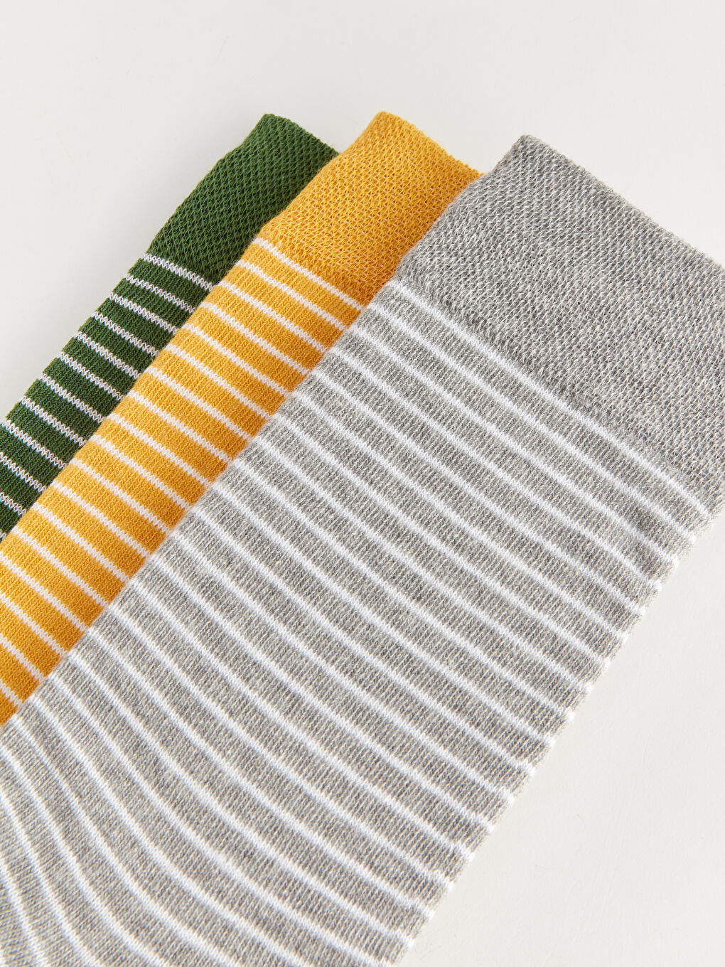 Yeşil Çizgili Erkek Soket Çorap 3'lü-2