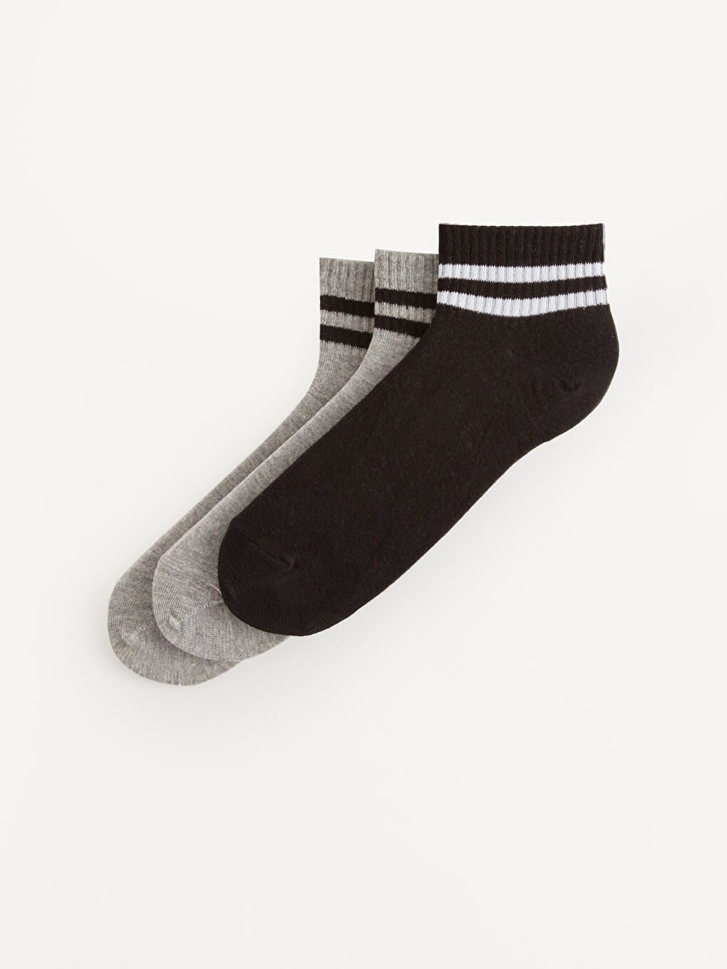 Siyah Çizgili Erkek Soket Çorap 3'lü-1