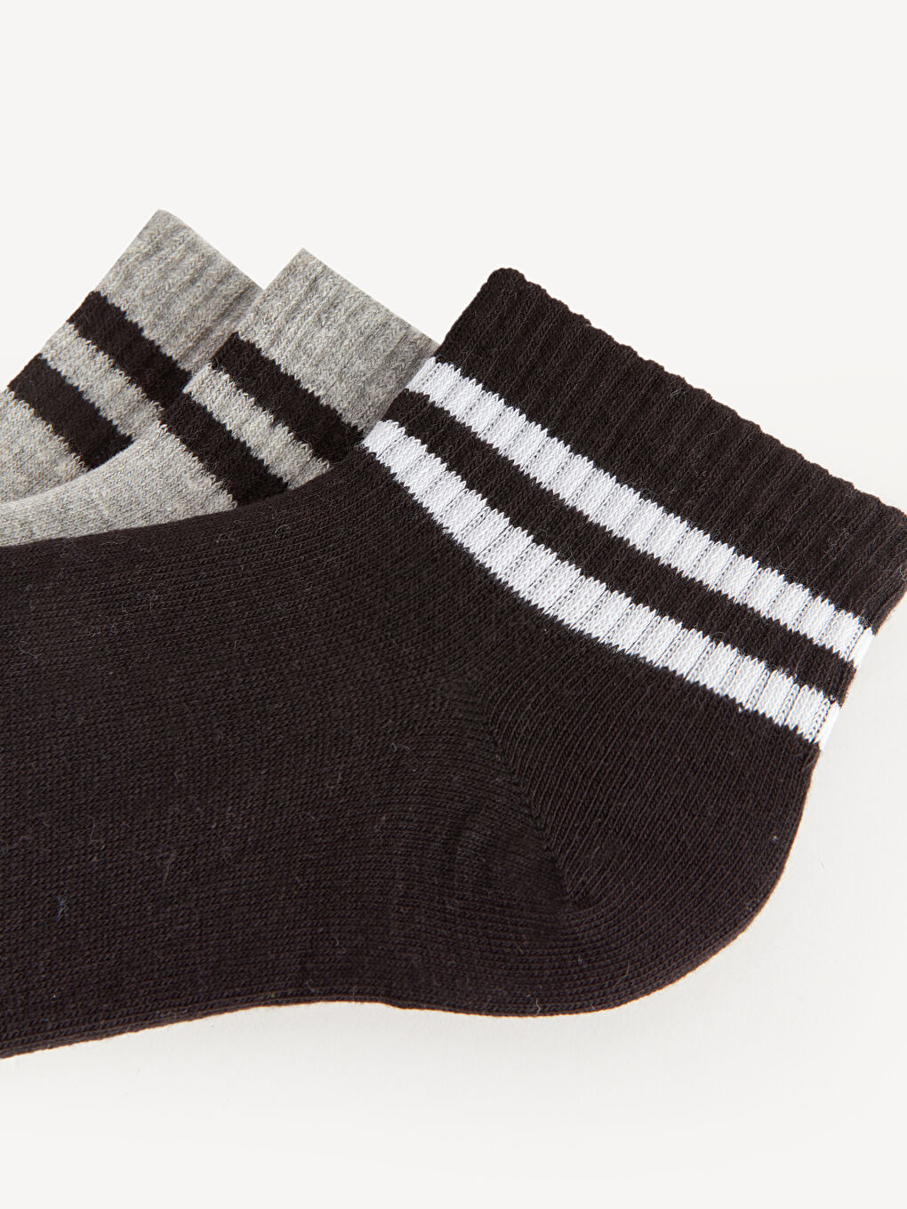 Siyah Çizgili Erkek Soket Çorap 3'lü-2