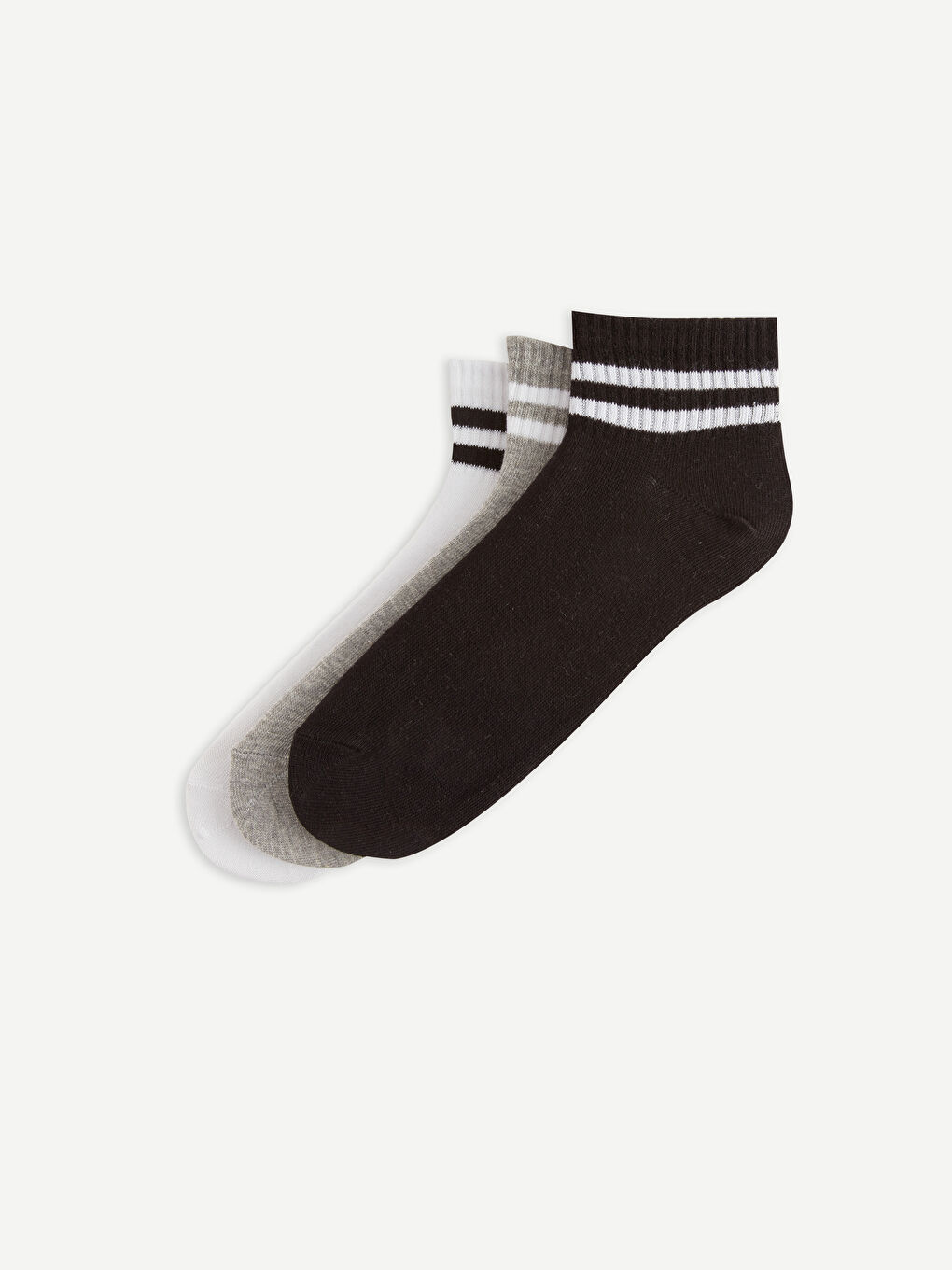 Siyah Çizgili Erkek Soket Çorap 3'lü-1