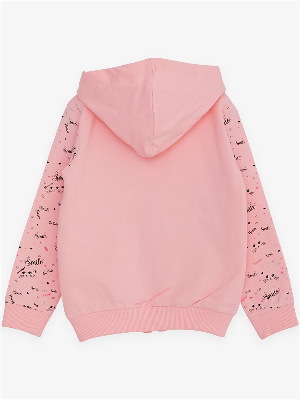 Breeze Pembe Kapüşonlu Uzun Kollu Kız Bebek Fermuarlı Sweatshirt - 1