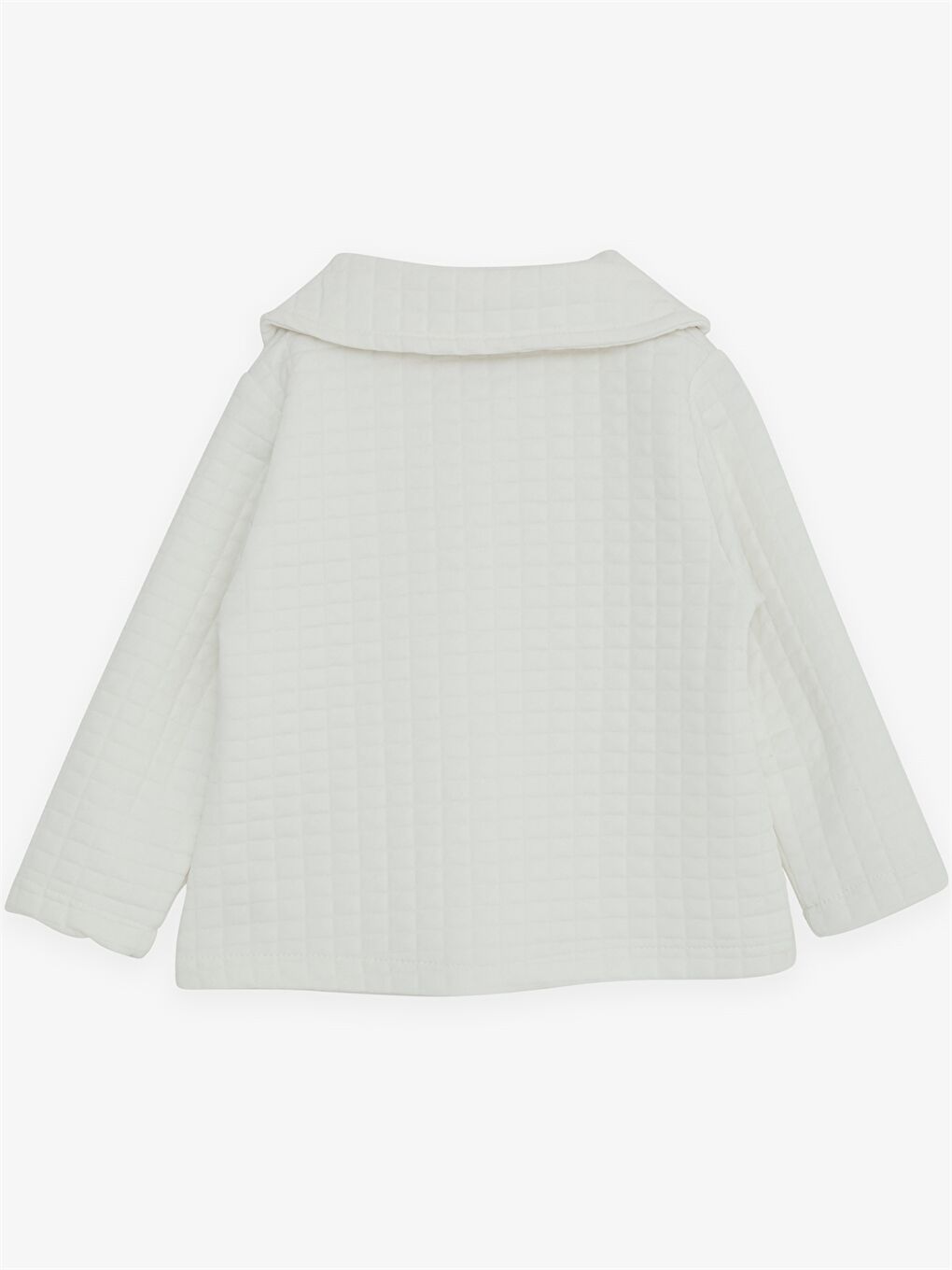 Beyaz Bebe Yaka Uzun Kollu Kız Bebek Sweatshirt-1