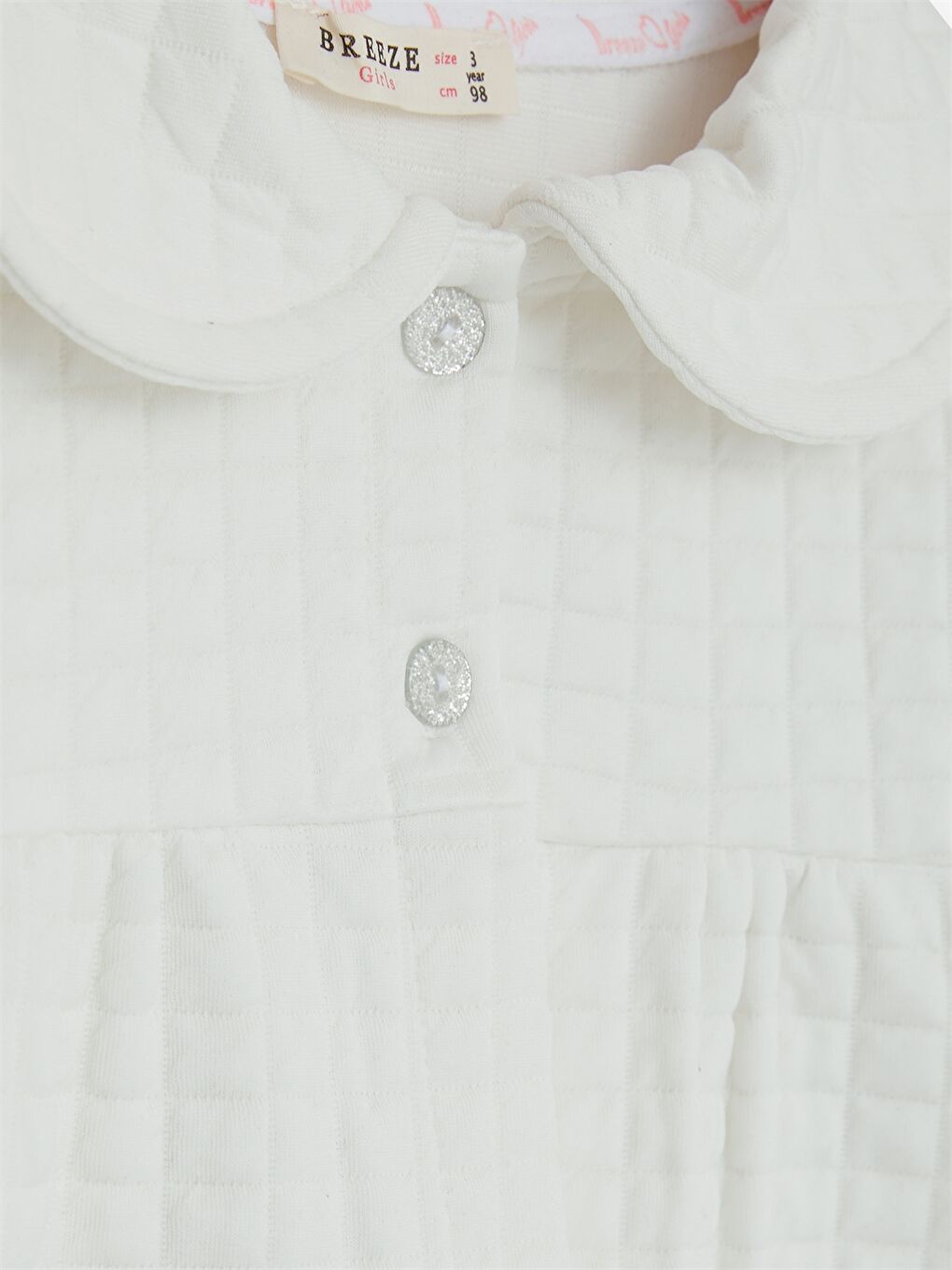 Beyaz Bebe Yaka Uzun Kollu Kız Bebek Sweatshirt-2