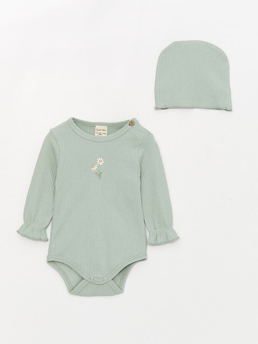 Yeşil Bisiklet Yaka Uzun Kollu Kız Bebek 3'lü Takım-1