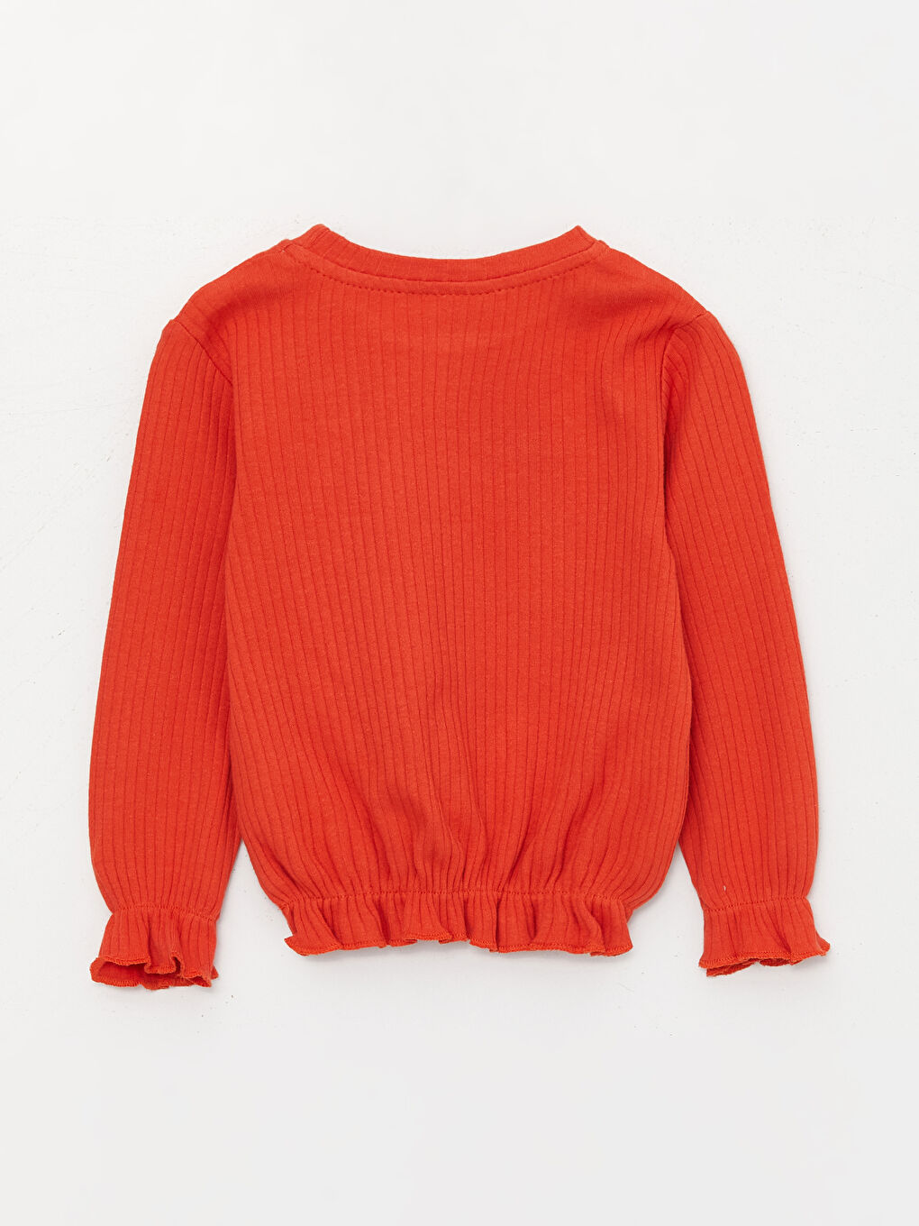 Turuncu Bisiklet Yaka Uzun Kollu Nakışlı Kız Bebek Tişört ve Pantolon 2'li Takım-2