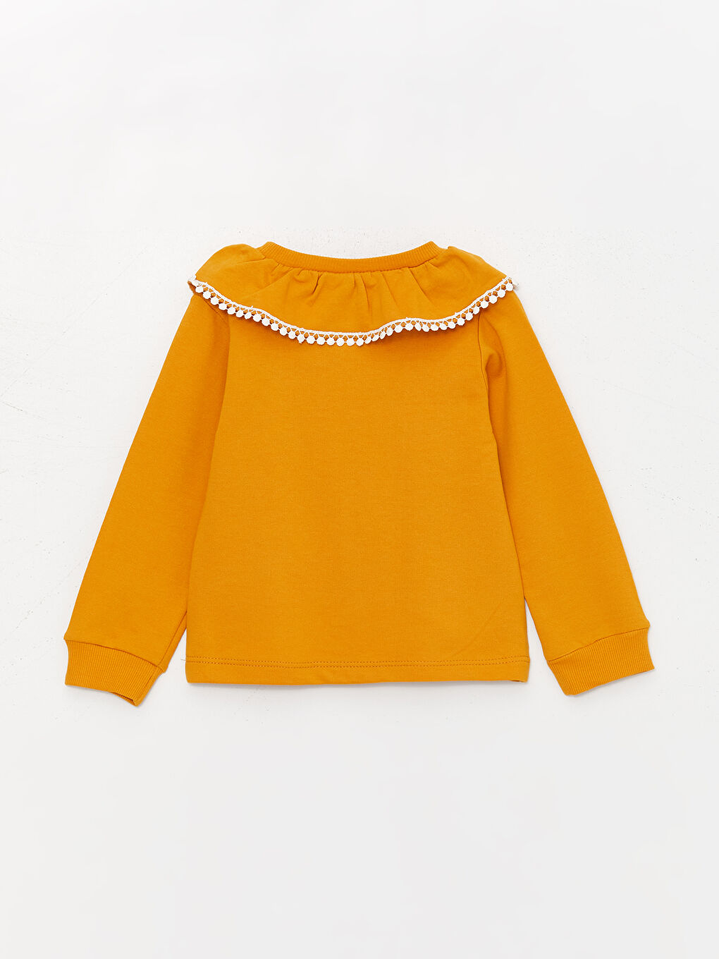 Turuncu Bisiklet Yaka Uzun Kollu Kız Bebek Sweatshirt ve Eşofman Alt 2'li Takım-5