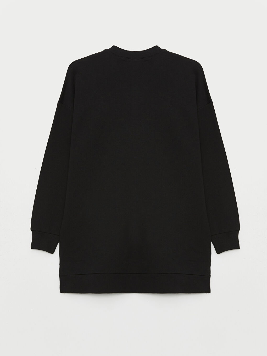 Siyah Bisiklet Yaka Baskılı Uzun Kollu Oversize Kadın Sweatshirt Tunik-6