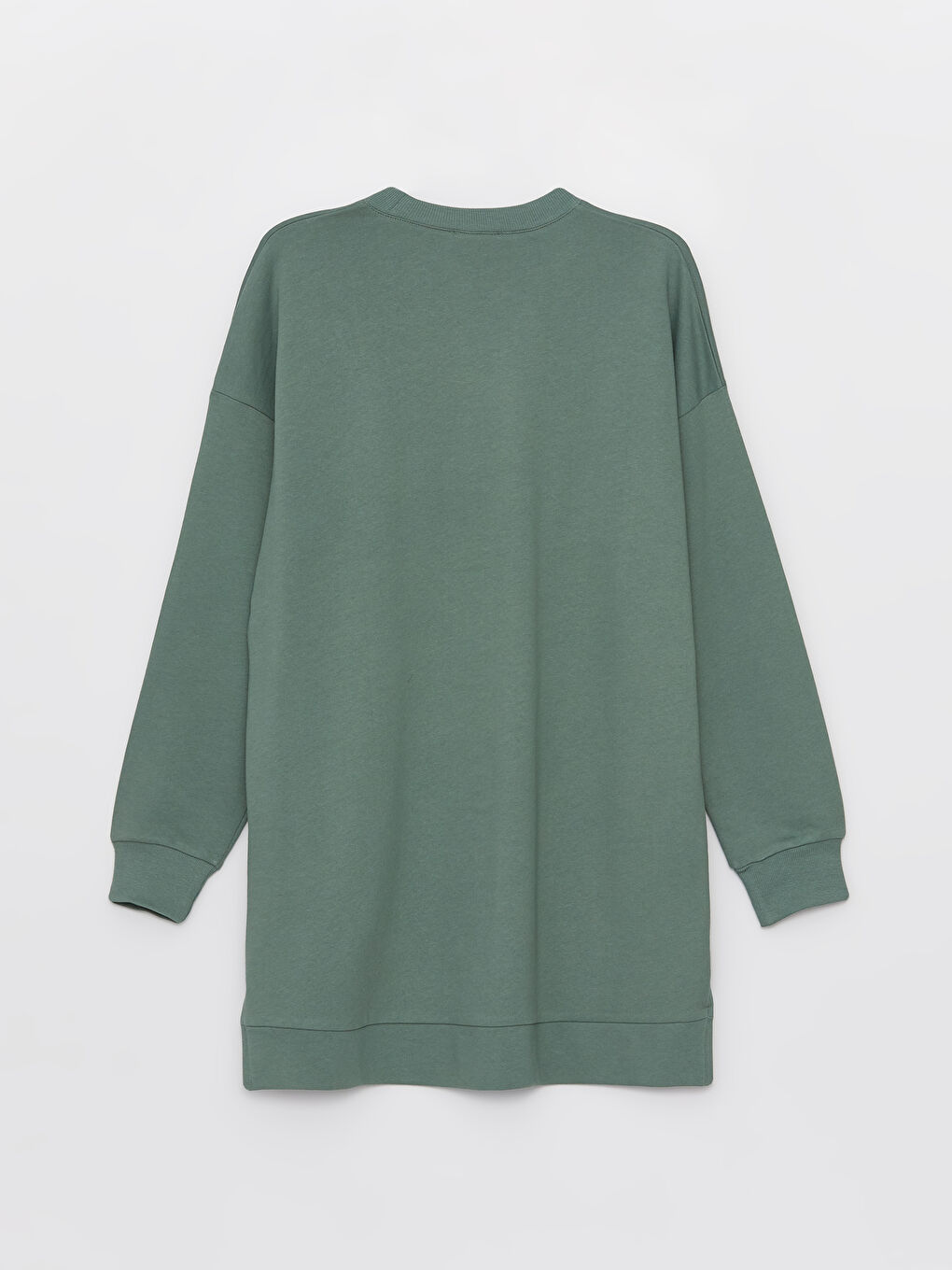 Yeşil Bisiklet Yaka Baskılı Uzun Kollu Oversize Kadın Sweatshirt Tunik-6