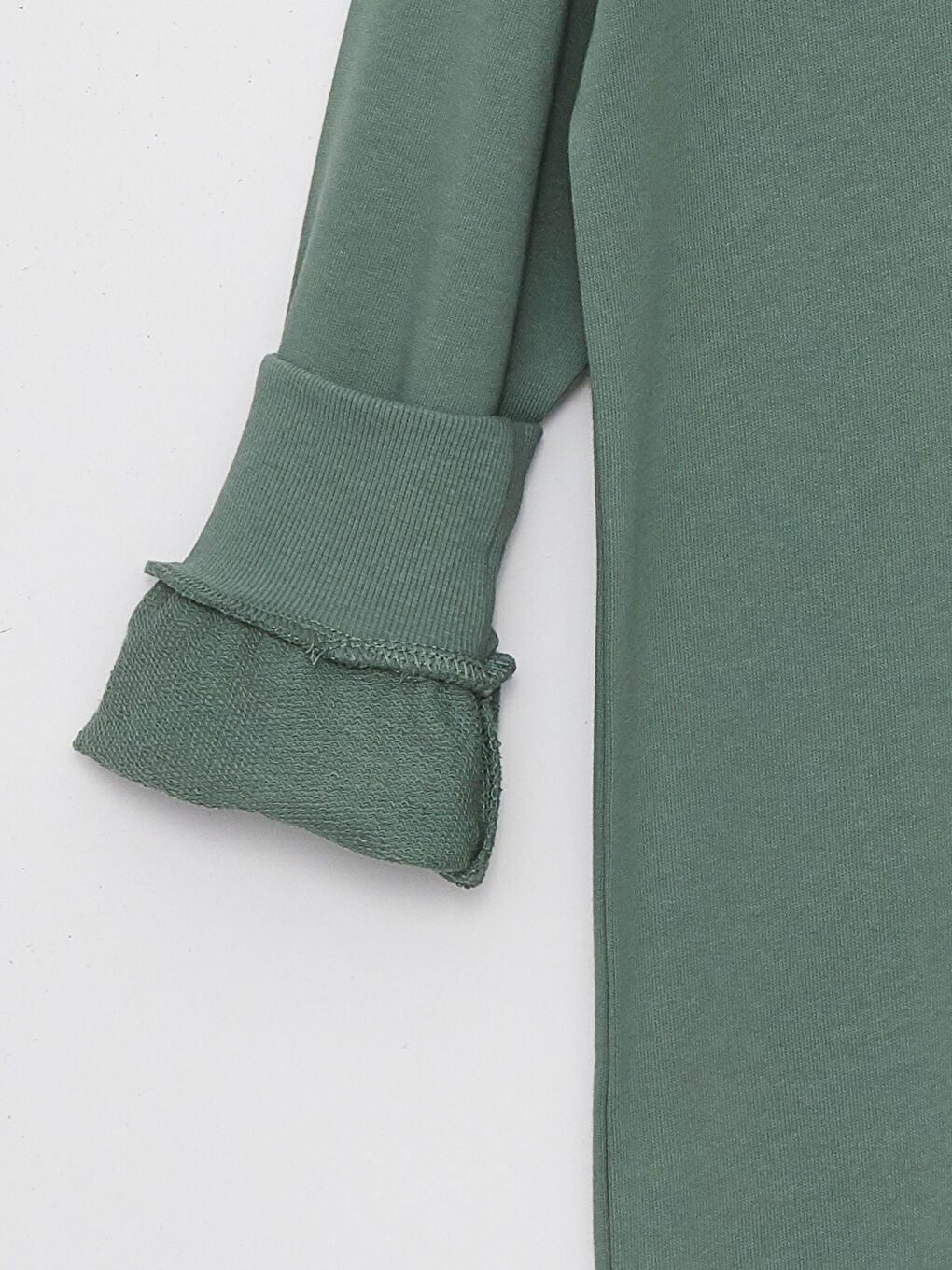 Yeşil Bisiklet Yaka Baskılı Uzun Kollu Oversize Kadın Sweatshirt Tunik-7