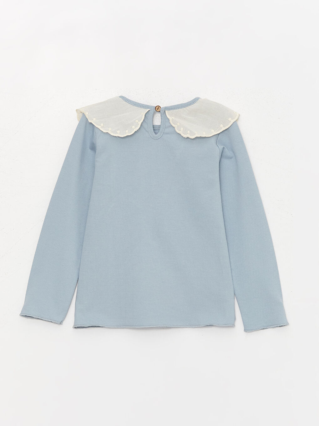 Mavi Bebe Yaka Uzun Kollu Kız Çocuk Tişört ve Tayt-5