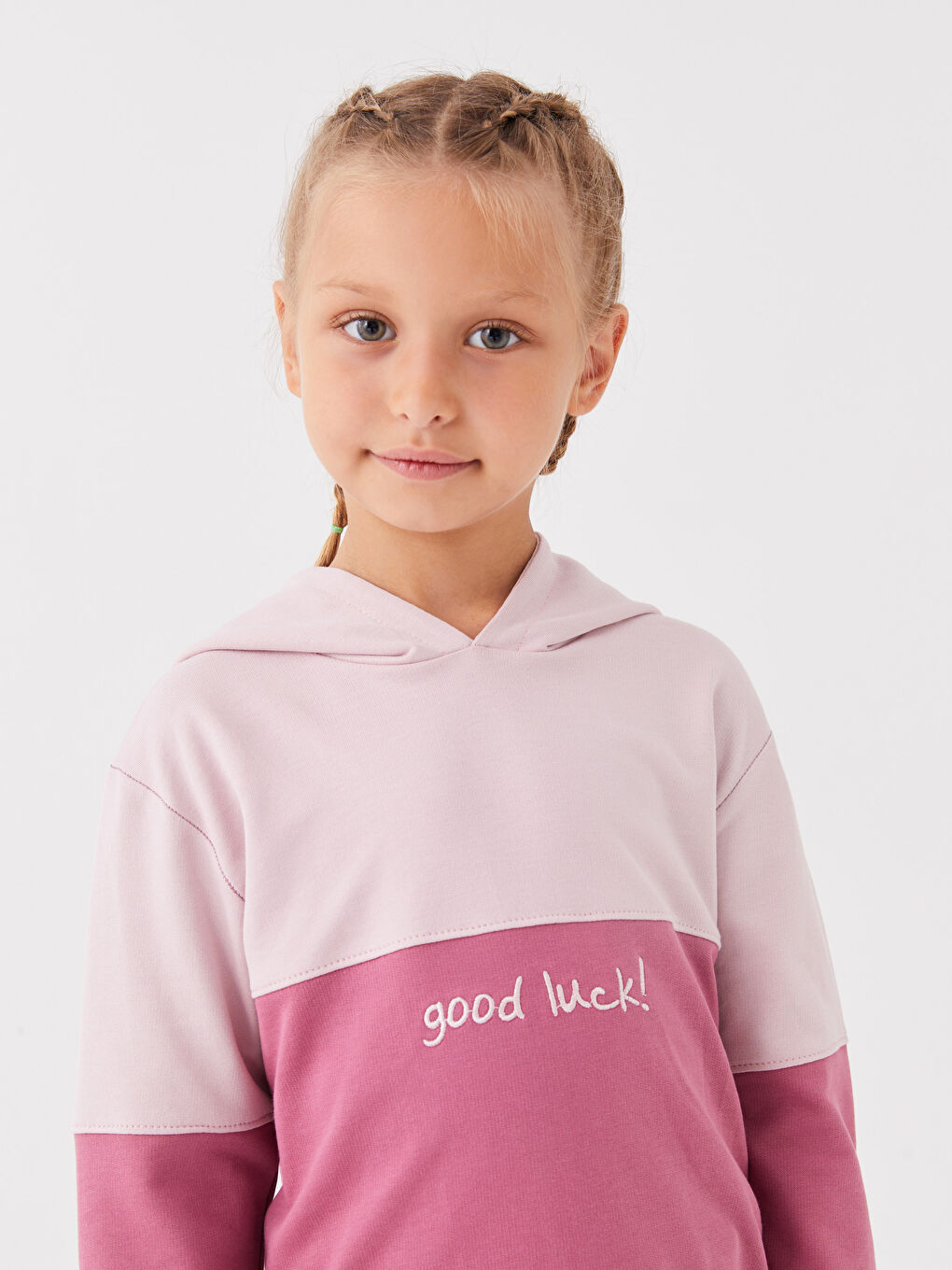 Mor Kapüşonlu Baskılı Kız Çocuk Sweatshirt ve Eşofman Altı-2