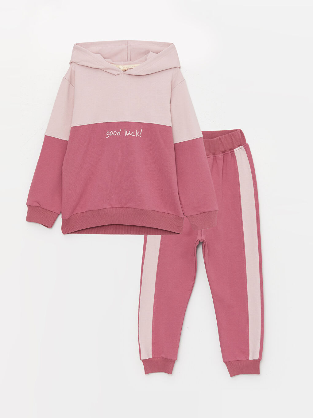 Mor Kapüşonlu Baskılı Kız Çocuk Sweatshirt ve Eşofman Altı-3