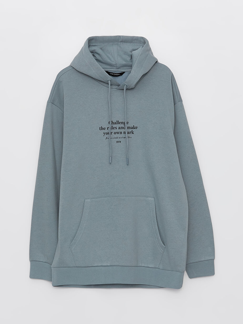 LCW Casual Mavi Uzun Kollu Baskılı Erkek Kalın Hoodie - 5