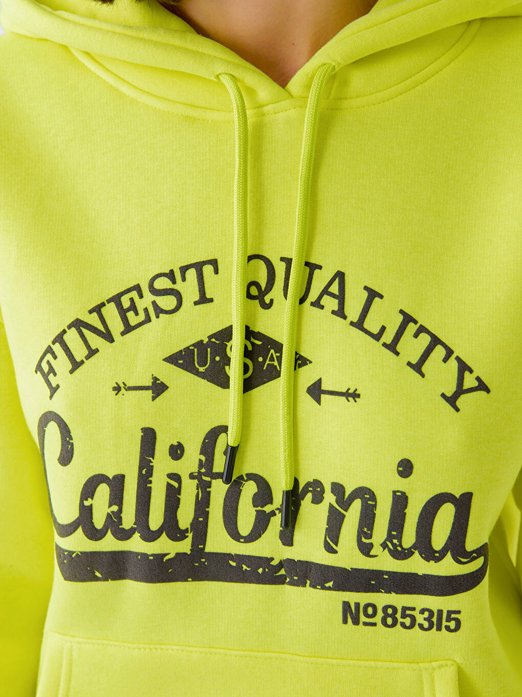 CALİMERA MODA Neon Yeşil Baskılı Kapüşonlu Kadın Hoodie - 3