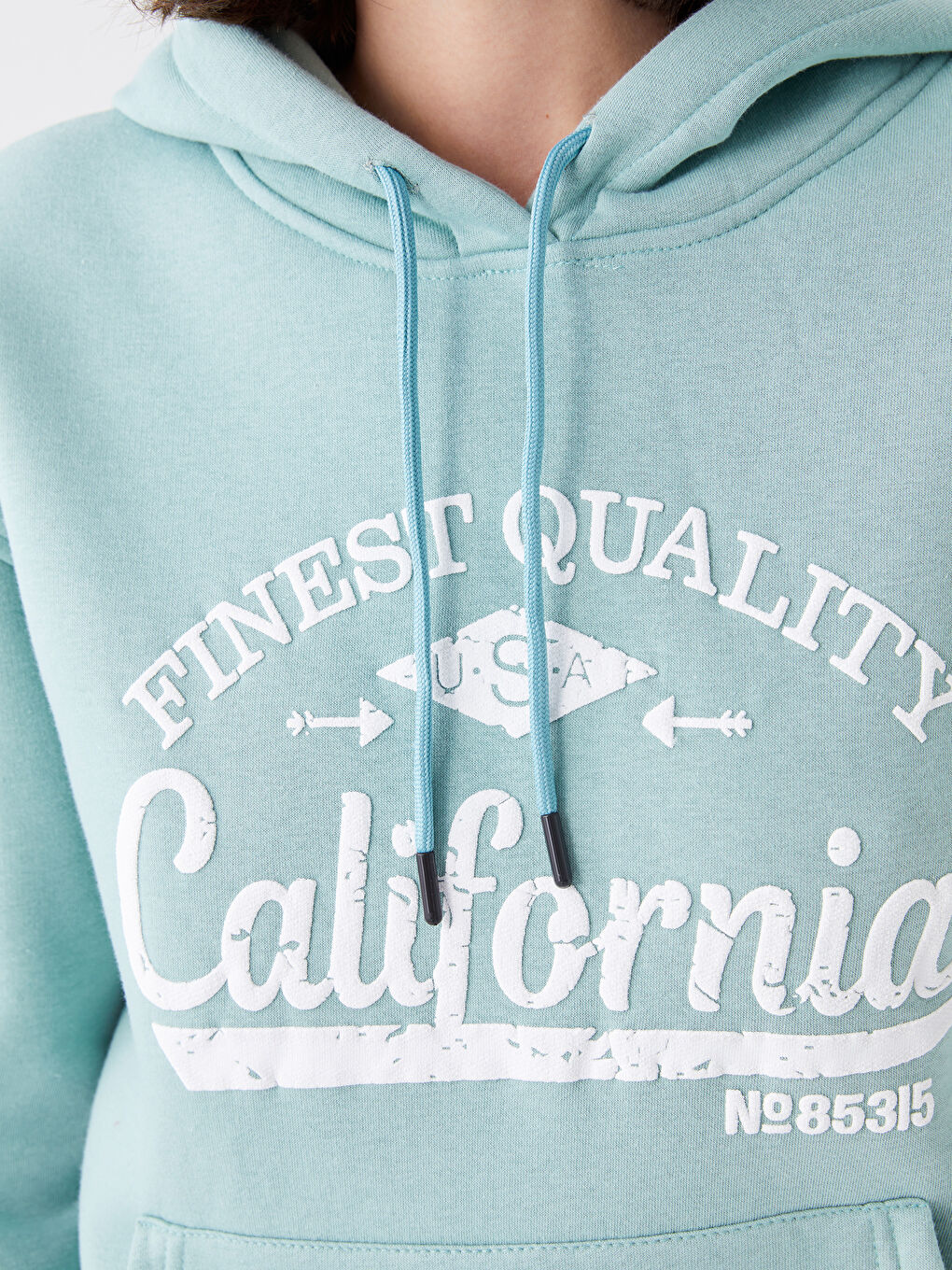 Yeşil Baskılı Kapüşonlu Kadın Hoodie-3