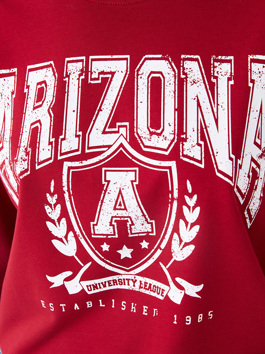 Bordo Bisiklet Yaka Baskılı Kadın Sweatshirt-3