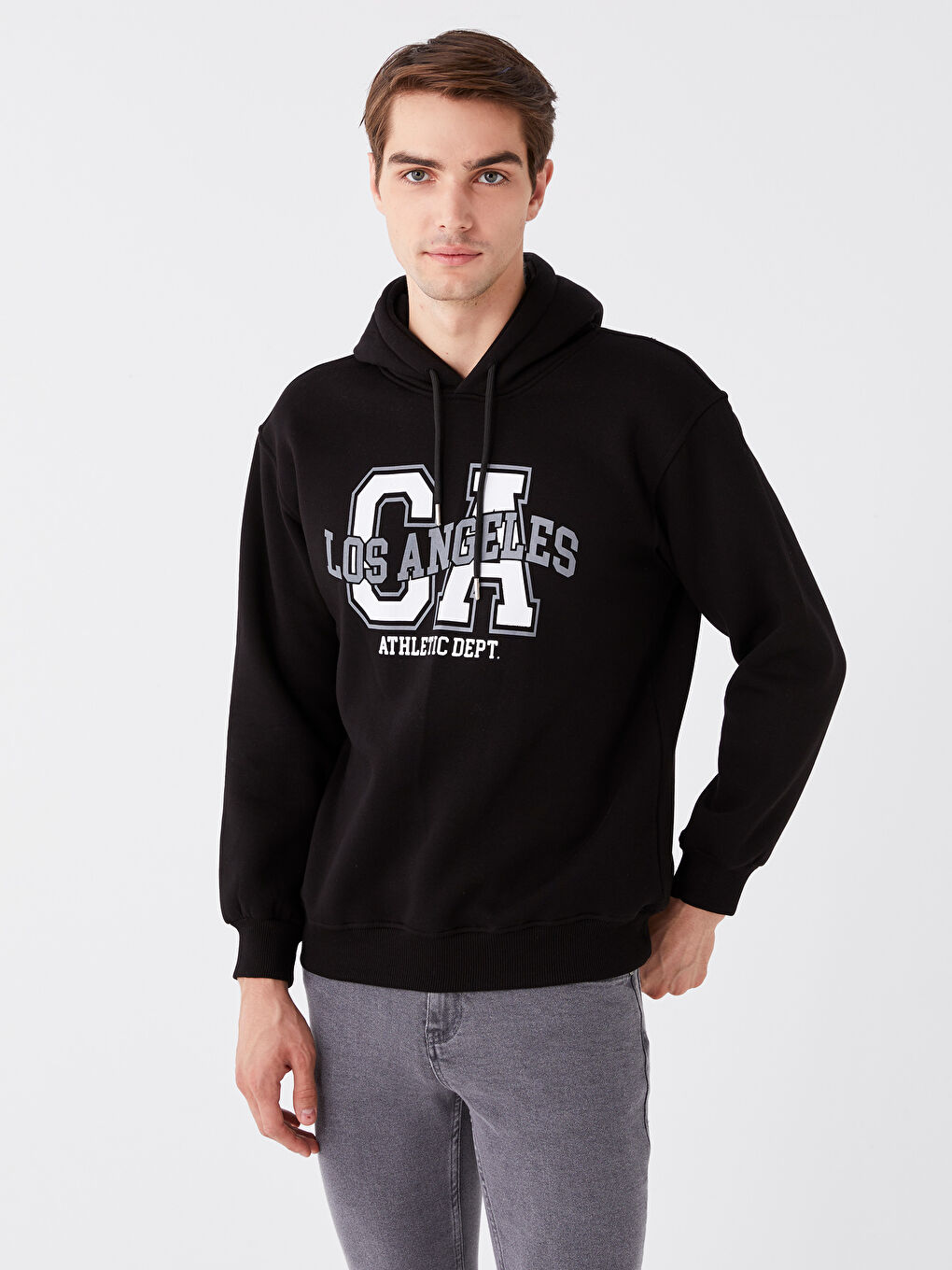 CALİMERA MODA Siyah Uzun Kollu Baskılı Erkek Hoodie