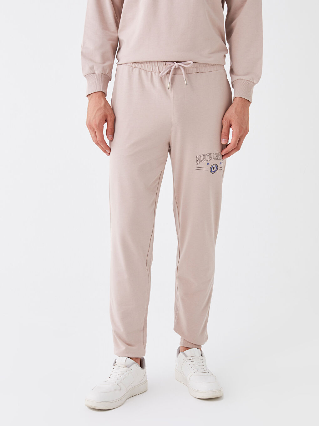 Ekru Standart Kalıp Erkek Eşofman Altı-3