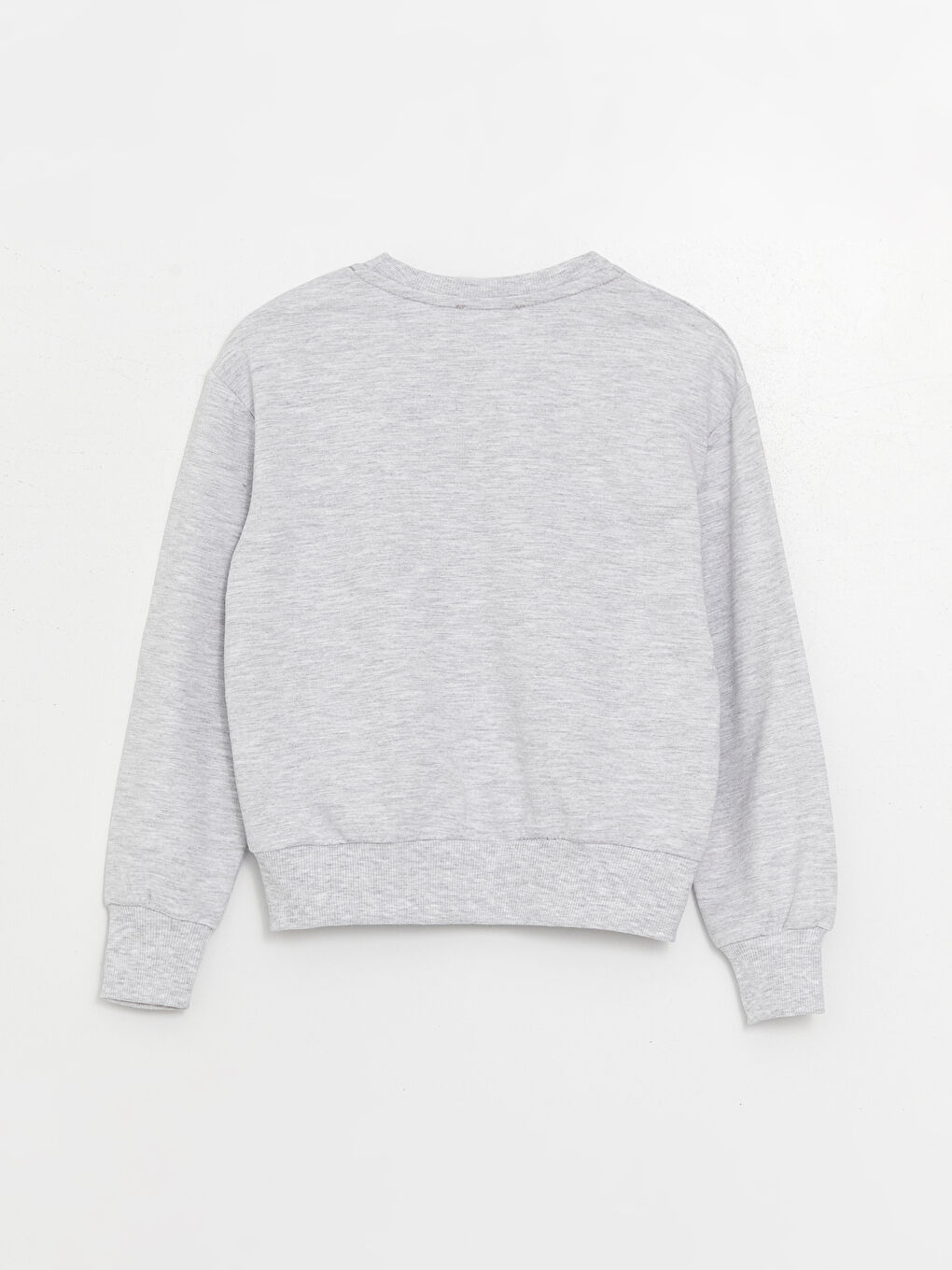 Gri Bisiklet Yaka Baskılı Uzun Kollu Kız Çocuk Sweatshirt ve Eşofman Alt 2'li Takım-2