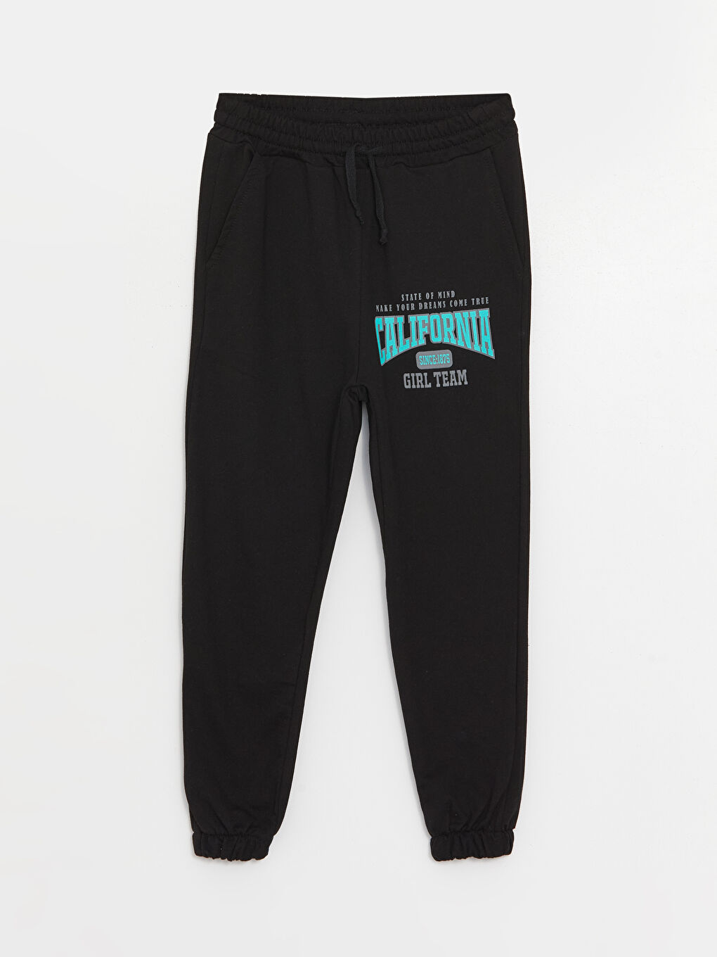 Gri Bisiklet Yaka Baskılı Uzun Kollu Kız Çocuk Sweatshirt ve Eşofman Alt 2'li Takım-3