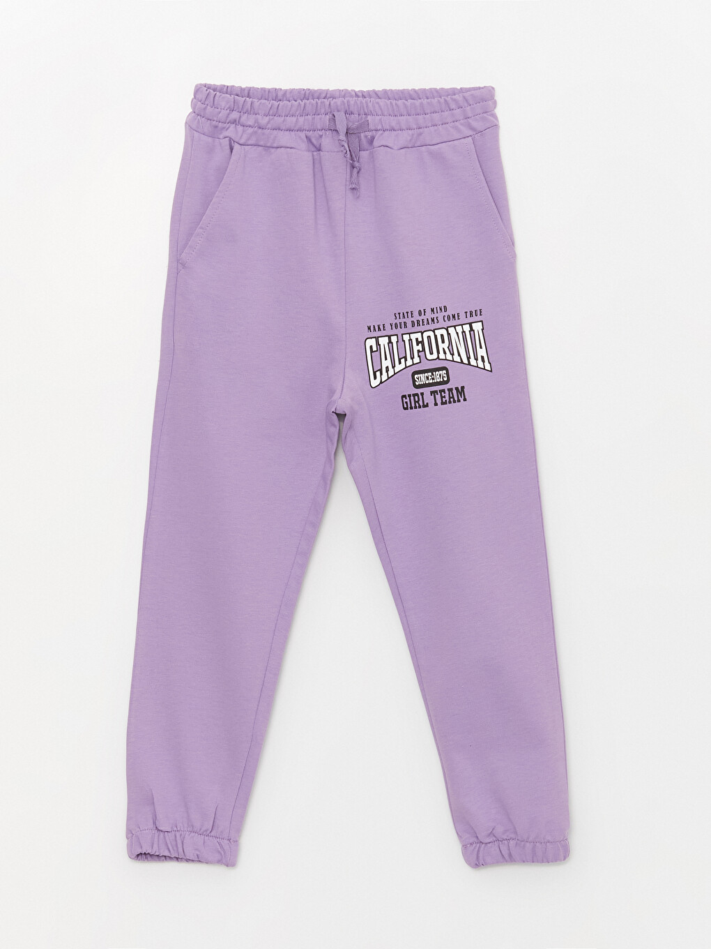 Lila Bisiklet Yaka Baskılı Uzun Kollu Kız Çocuk Sweatshirt ve Eşofman Alt 2'li Takım-4