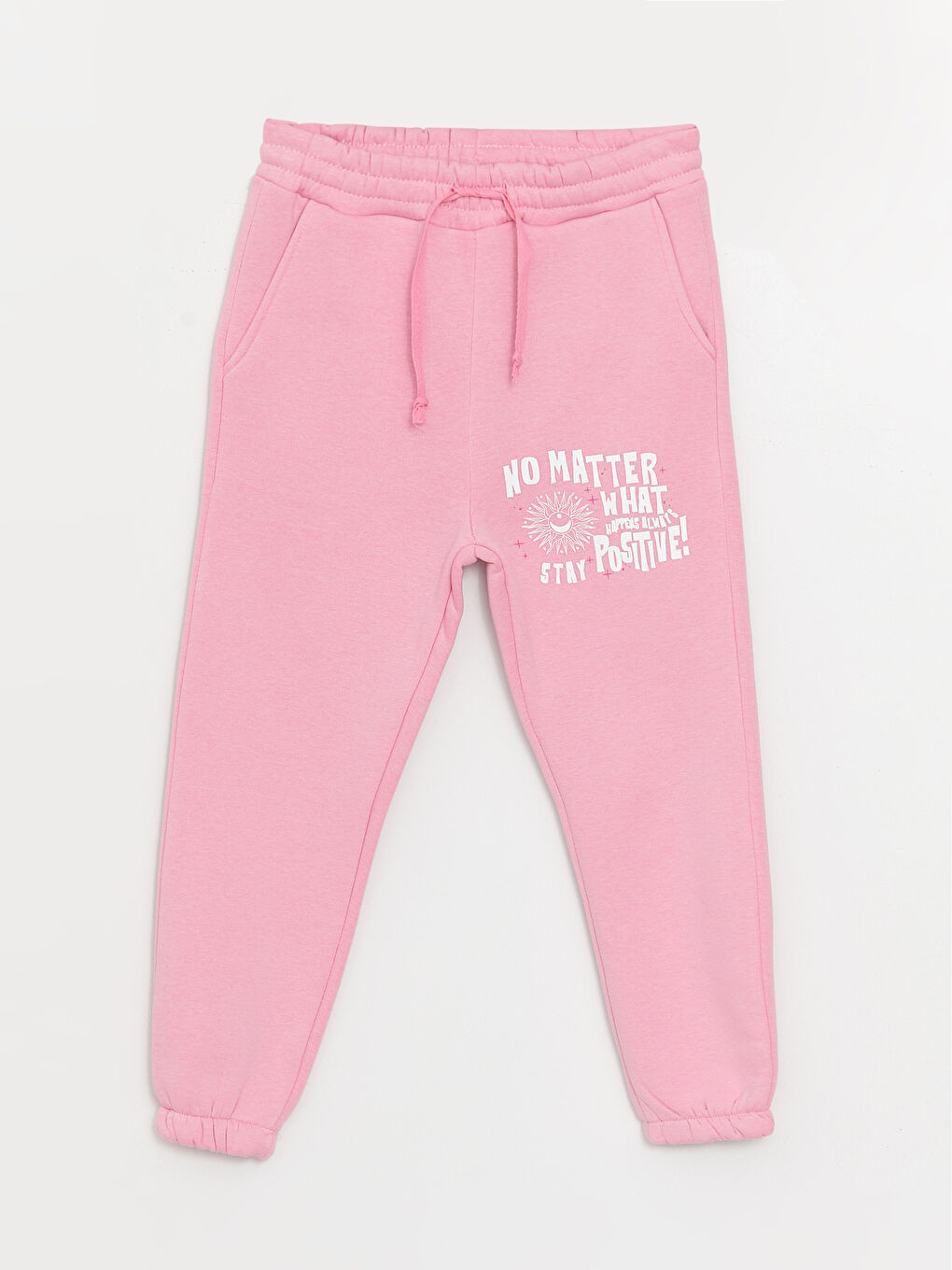 Pembe Bisiklet Yaka Baskılı Uzun Kollu Kız Çocuk Sweatshirt ve Eşofman Alt 2'li Takım-3