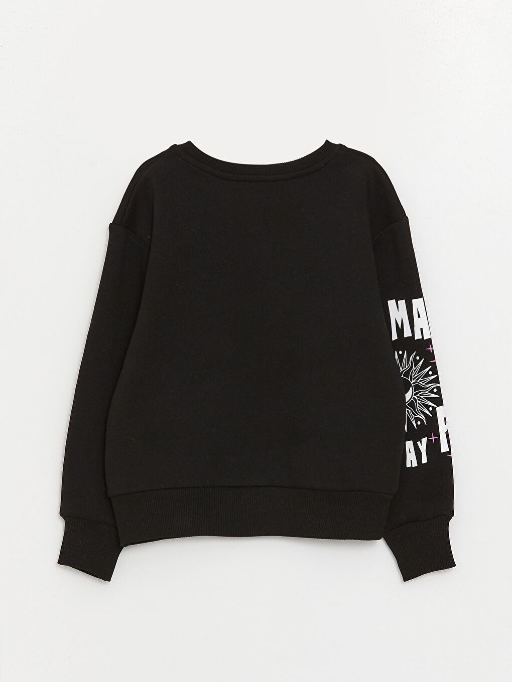 Siyah Bisiklet Yaka Baskılı Uzun Kollu Kız Çocuk Sweatshirt ve Eşofman Alt 2'li Takım-2