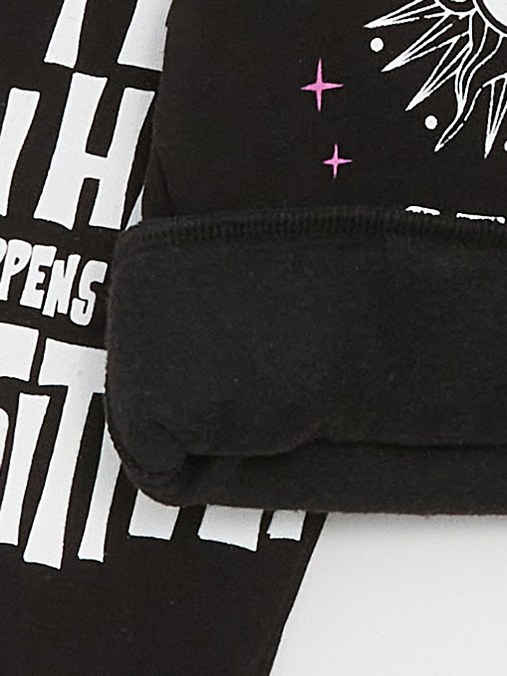 Siyah Bisiklet Yaka Baskılı Uzun Kollu Kız Çocuk Sweatshirt ve Eşofman Alt 2'li Takım-5