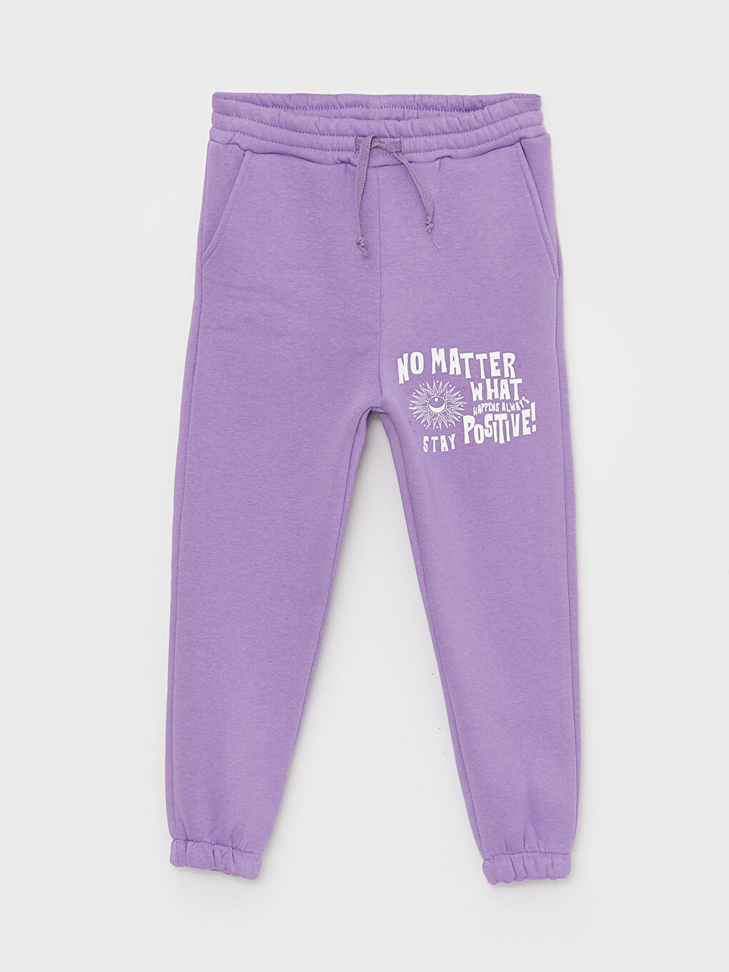 Lila Bisiklet Yaka Baskılı Uzun Kollu Kız Çocuk Sweatshirt ve Eşofman Alt 2'li Takım-2