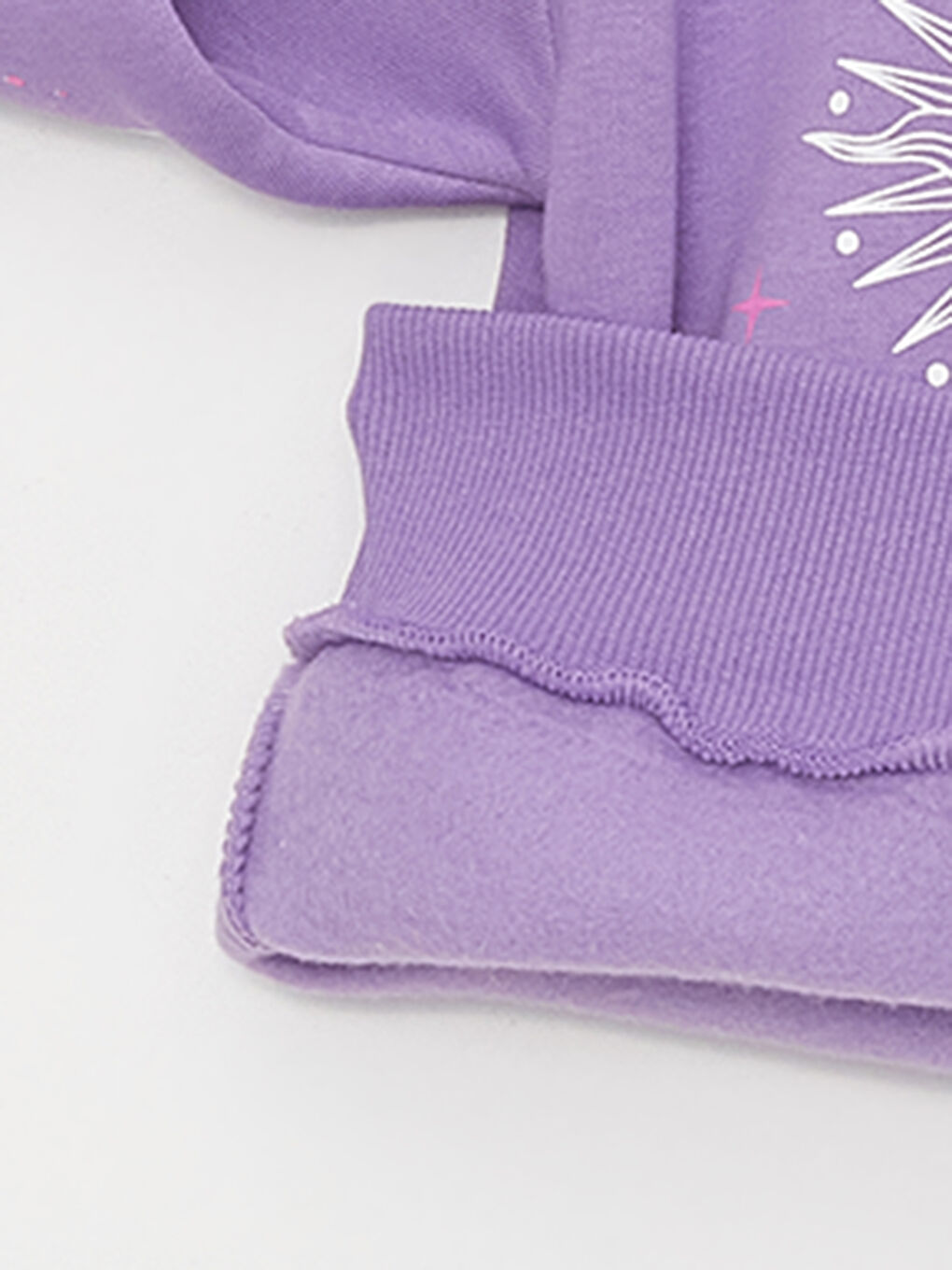 Lila Bisiklet Yaka Baskılı Uzun Kollu Kız Çocuk Sweatshirt ve Eşofman Alt 2'li Takım-3