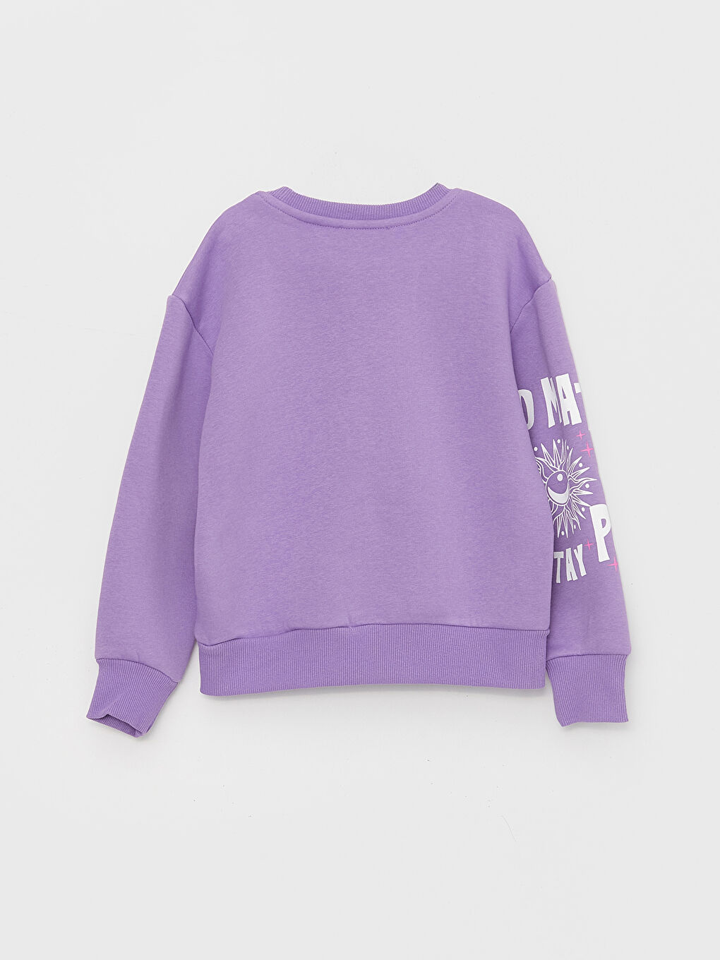 Lila Bisiklet Yaka Baskılı Uzun Kollu Kız Çocuk Sweatshirt ve Eşofman Alt 2'li Takım-4