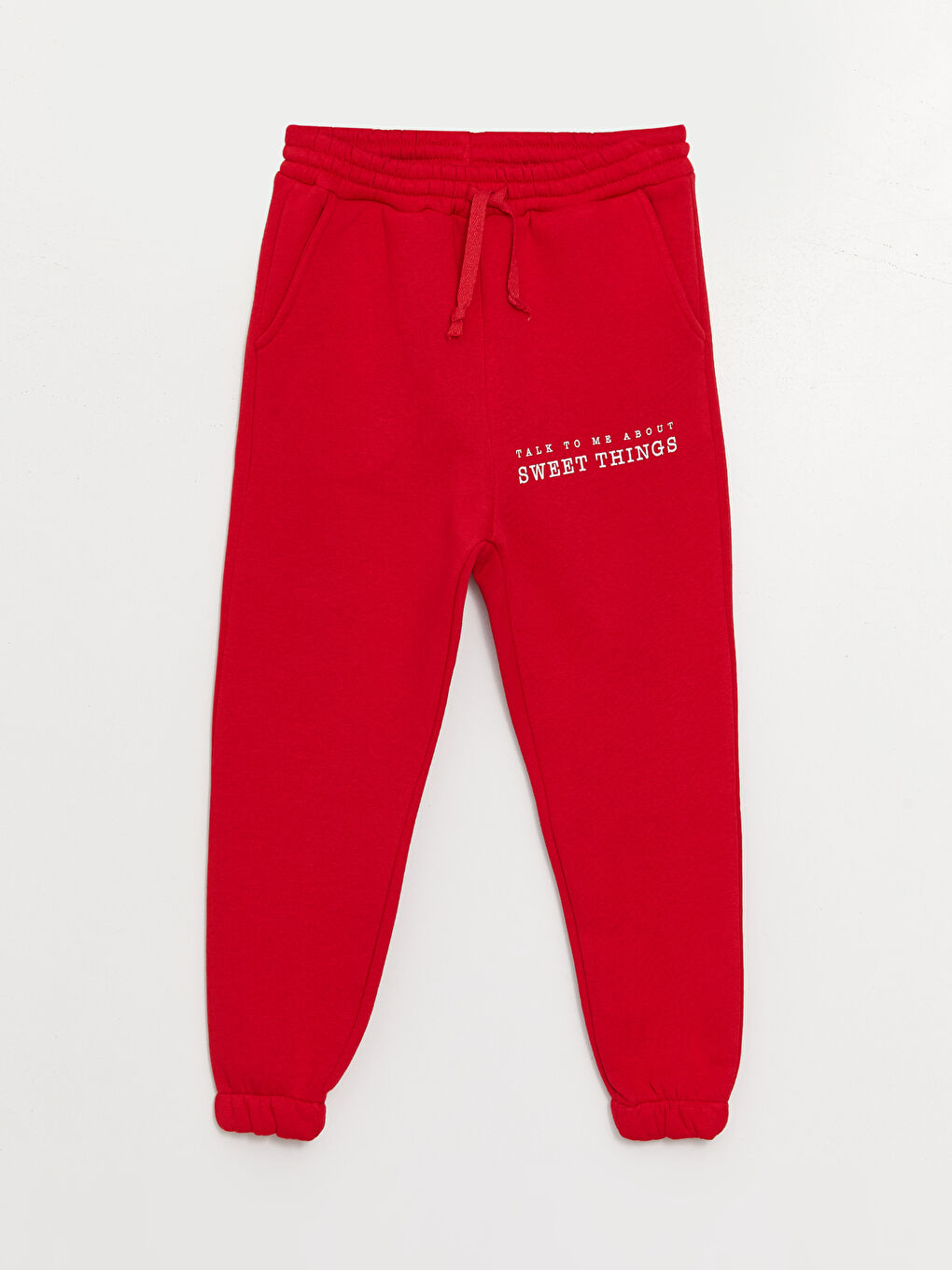 Kırmızı Bisiklet Yaka Baskılı Uzun Kollu Kız Çocuk Sweatshirt ve Eşofman Alt 2'li Takım-3