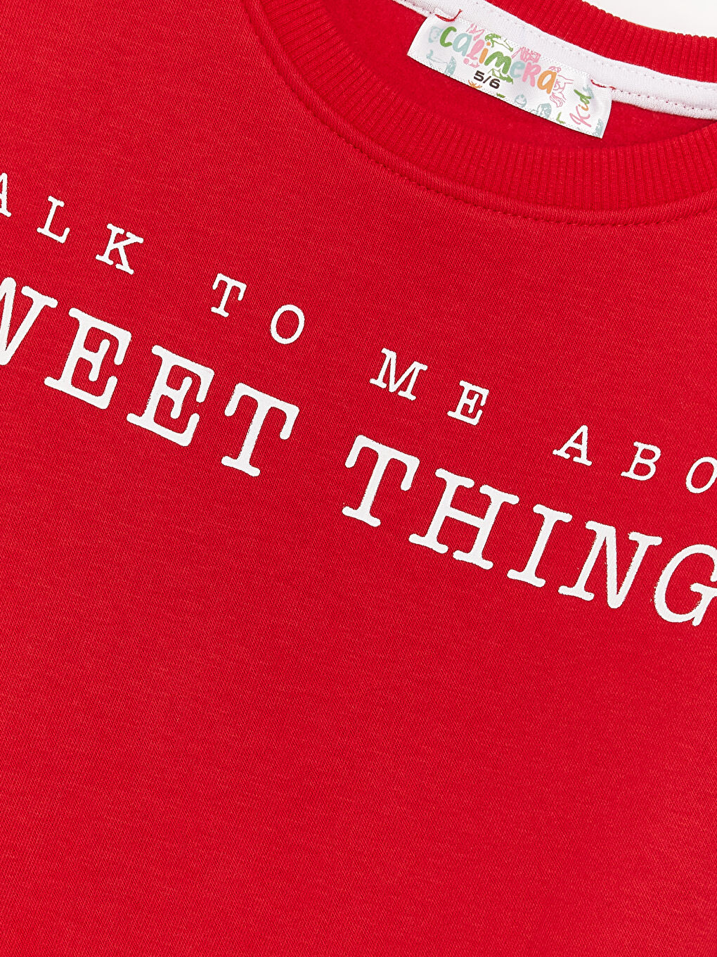 Kırmızı Bisiklet Yaka Baskılı Uzun Kollu Kız Çocuk Sweatshirt ve Eşofman Alt 2'li Takım-5