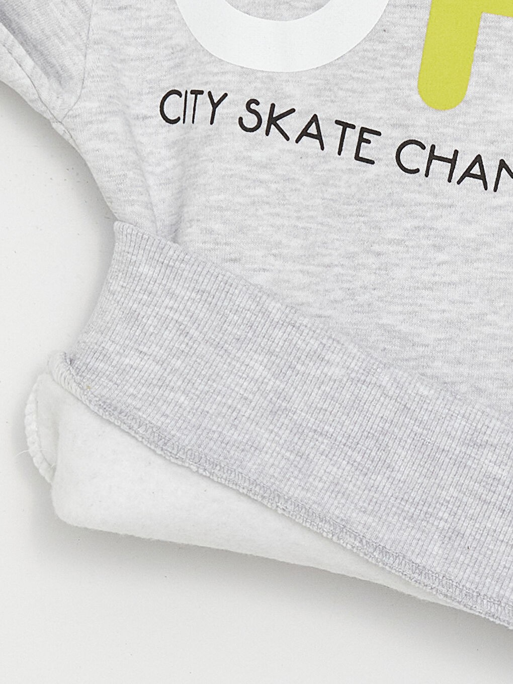 Gri Bisiklet Yaka Baskılı Uzun Kollu Erkek Çocuk Sweatshirt ve Eşofman Alt 2'li Takım-2