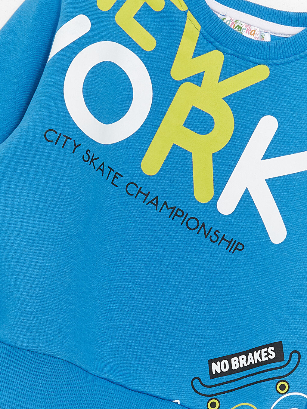 Mavi Bisiklet Yaka Baskılı Uzun Kollu Erkek Çocuk Sweatshirt ve Eşofman Alt 2'li Takım-5