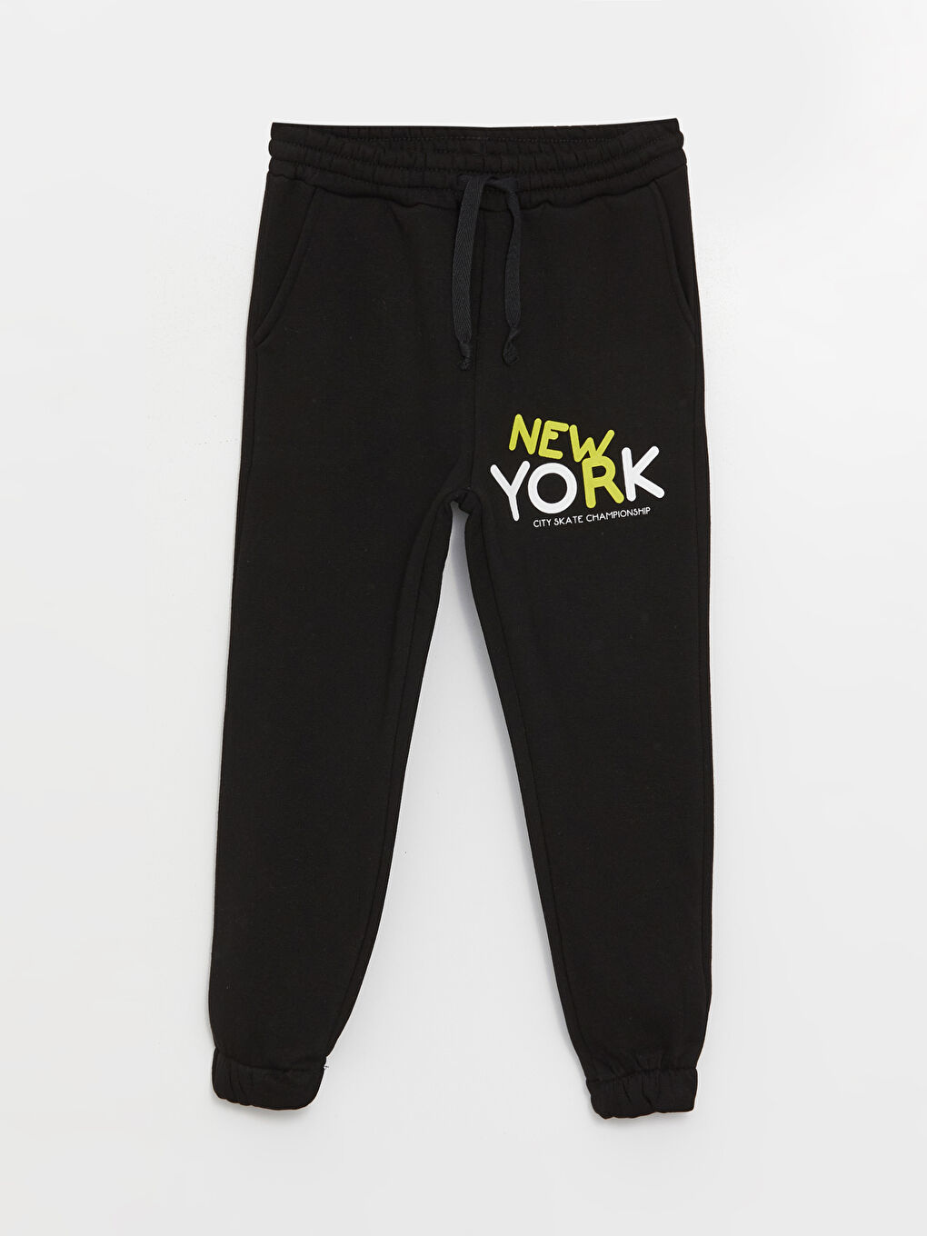 Siyah Bisiklet Yaka Baskılı Uzun Kollu Erkek Çocuk Sweatshirt ve Eşofman Alt 2'li Takım-3