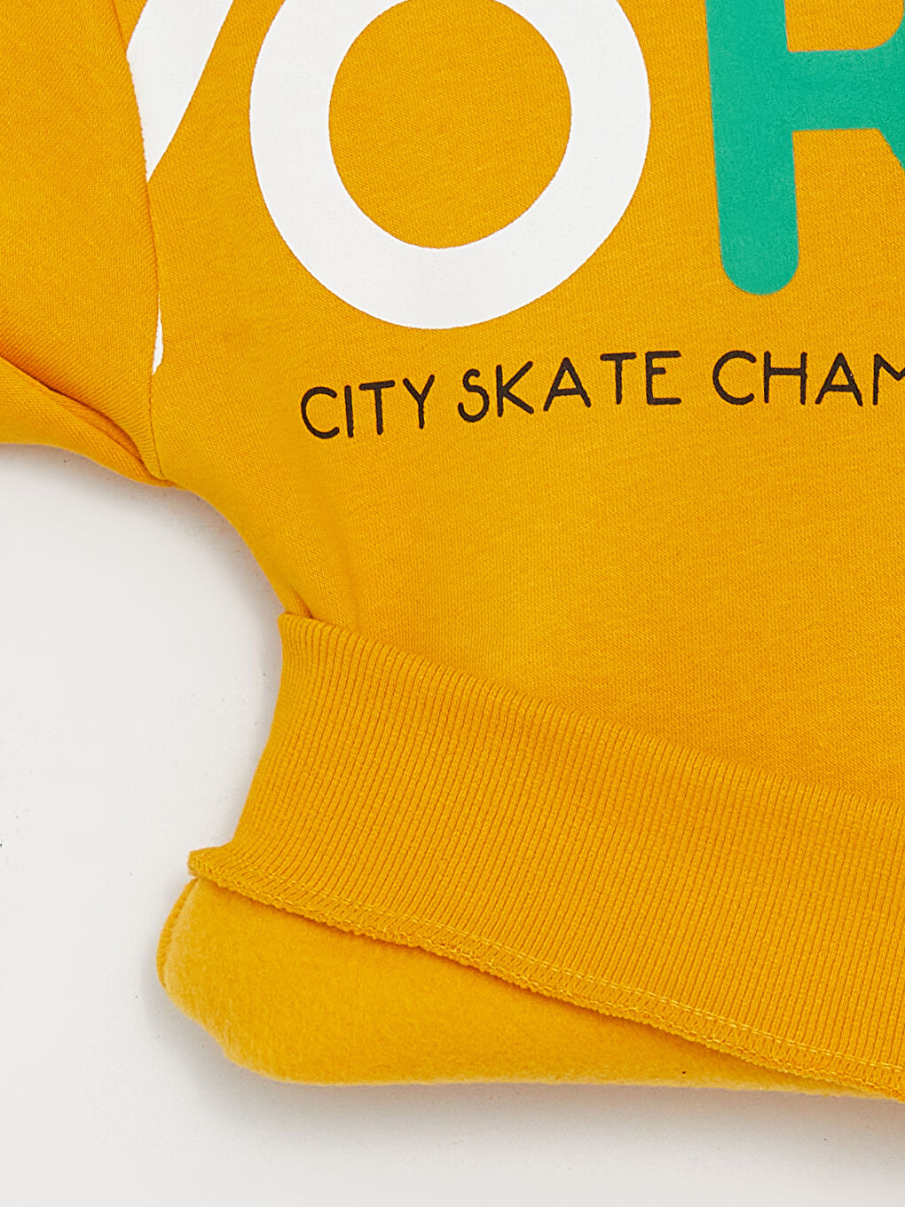 Sarı Bisiklet Yaka Baskılı Uzun Kollu Erkek Çocuk Sweatshirt ve Eşofman Alt 2'li Takım-5