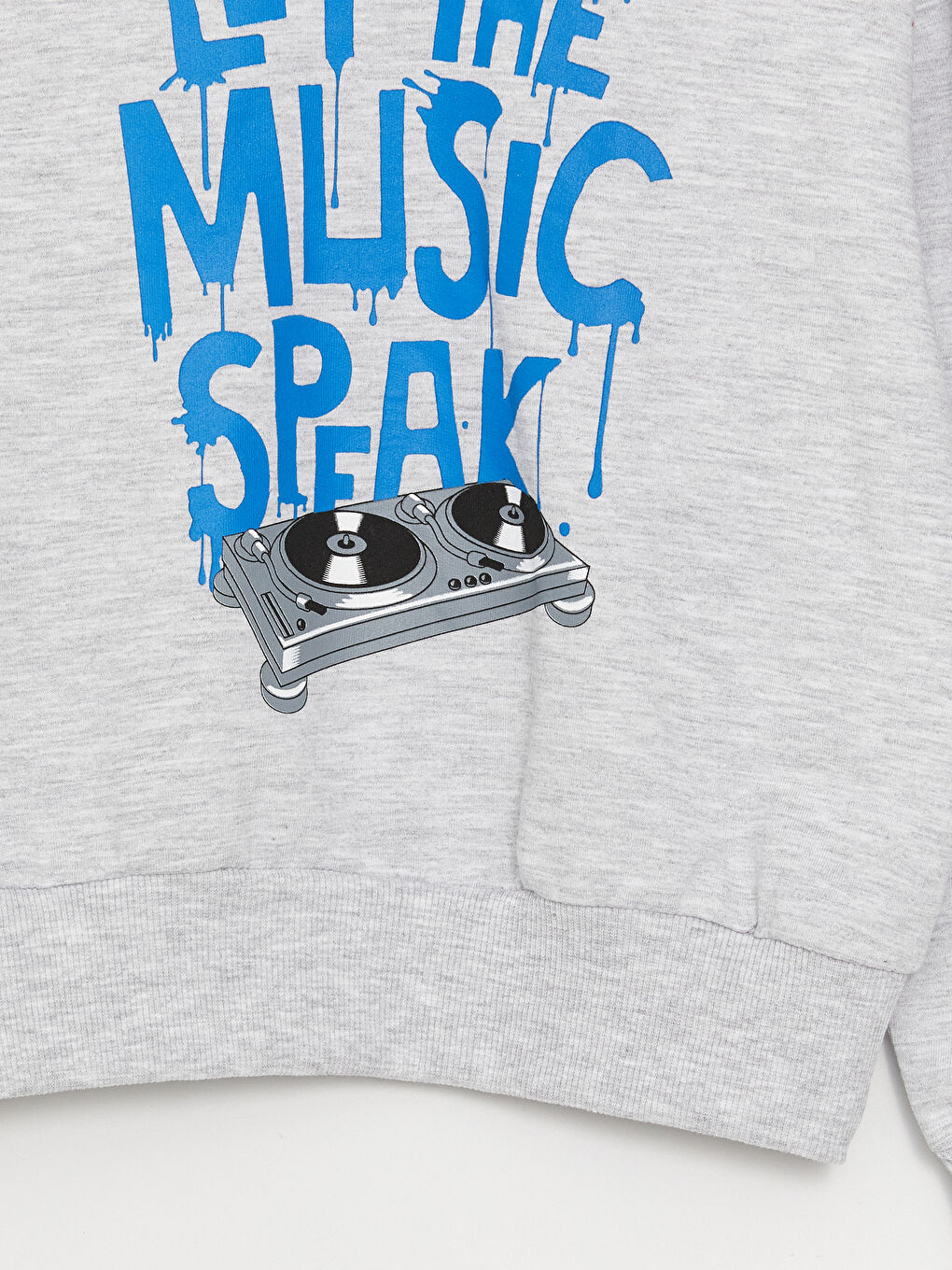 Gri Bisiklet Yaka Baskılı Uzun Kollu Erkek Çocuk Sweatshirt ve Eşofman Alt 2'li Takım-2