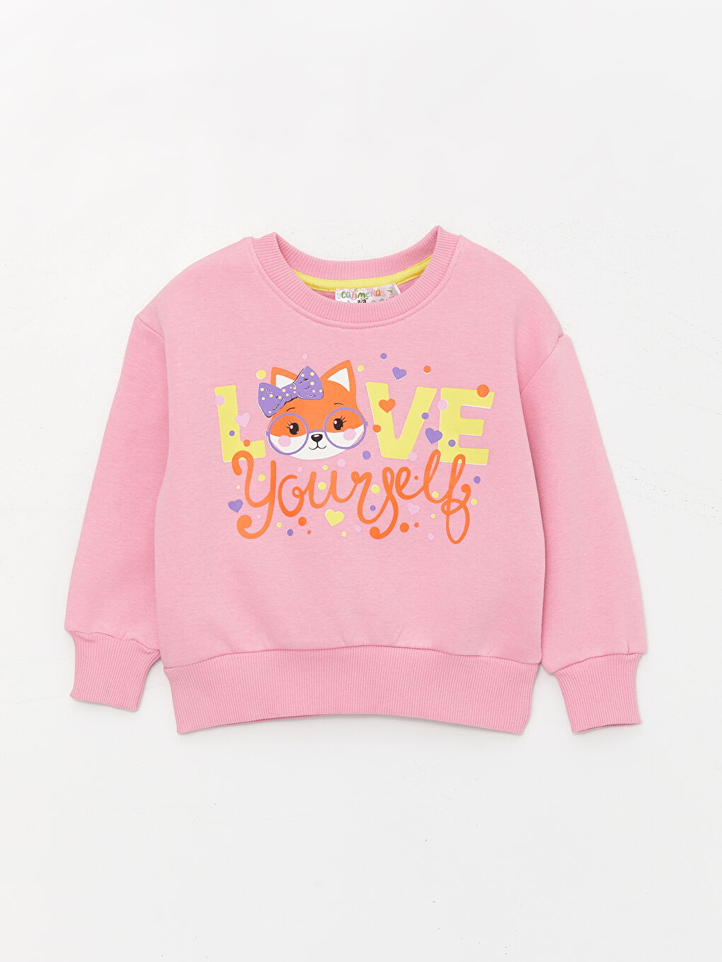 Calimera Kids Pembe Bisiklet Yaka Uzun Kollu Kız Bebek Sweatshirt ve Eşofman Alt 2'li Takım - 1