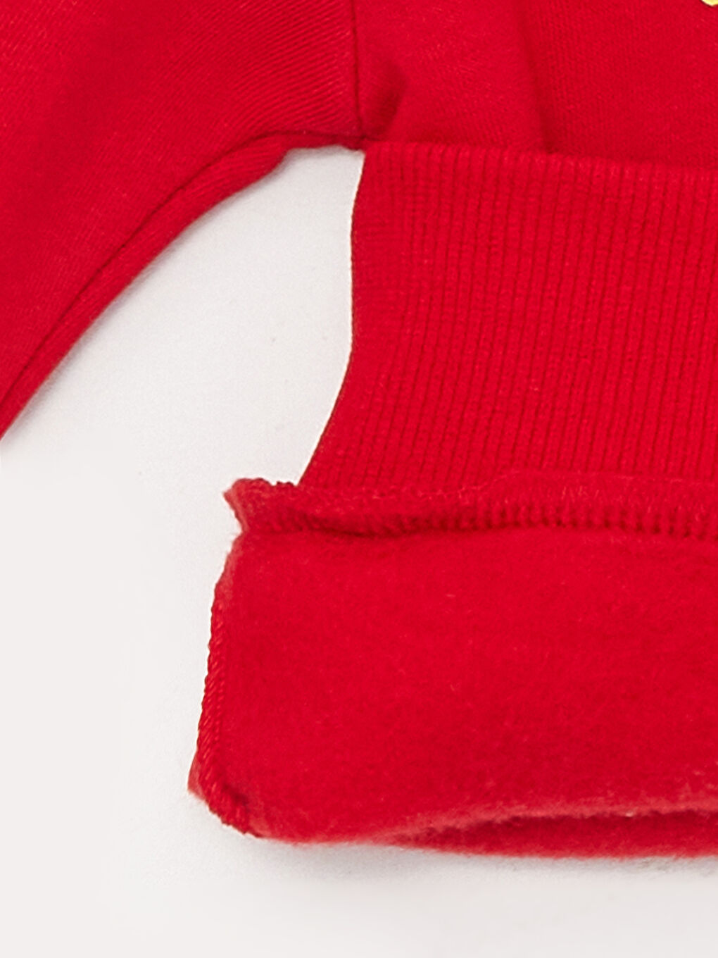 Kırmızı Bisiklet Yaka Uzun Kollu Kız Bebek Sweatshirt ve Eşofman Alt 2'li Takım-5