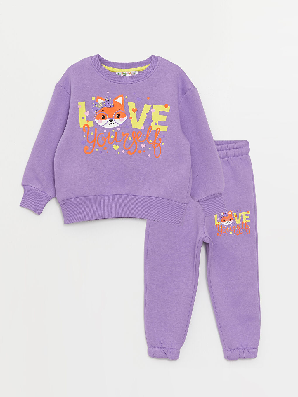 Calimera Kids Lila Bisiklet Yaka Uzun Kollu Kız Bebek Sweatshirt ve Eşofman Alt 2'li Takım