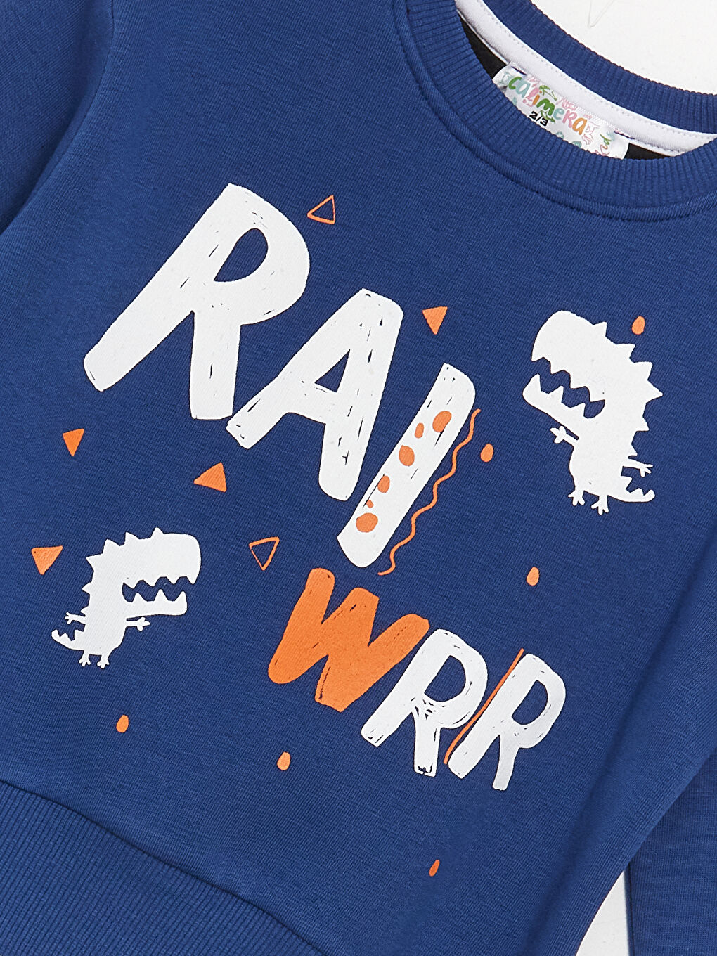 Lacivert Bisiklet Yaka Uzun Kollu Baskılı Erkek Bebek 2'li Takım-5