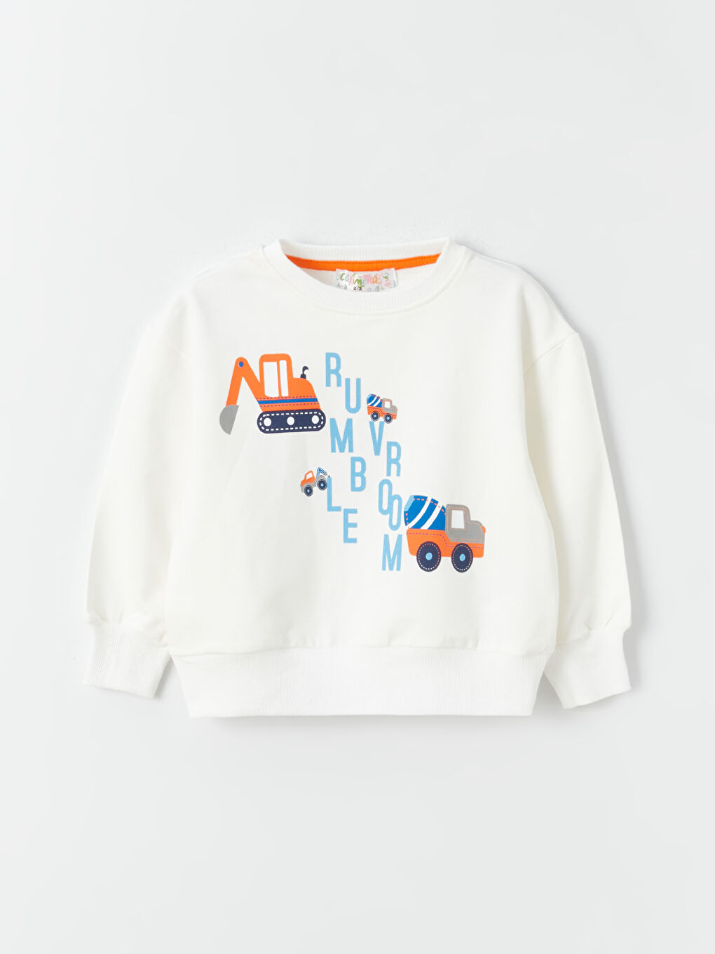 Ekru Bisiklet Yaka Uzun Kollu Baskılı Erkek Bebek Sweatshirt ve Eşofman Alt 2'li Takım-1