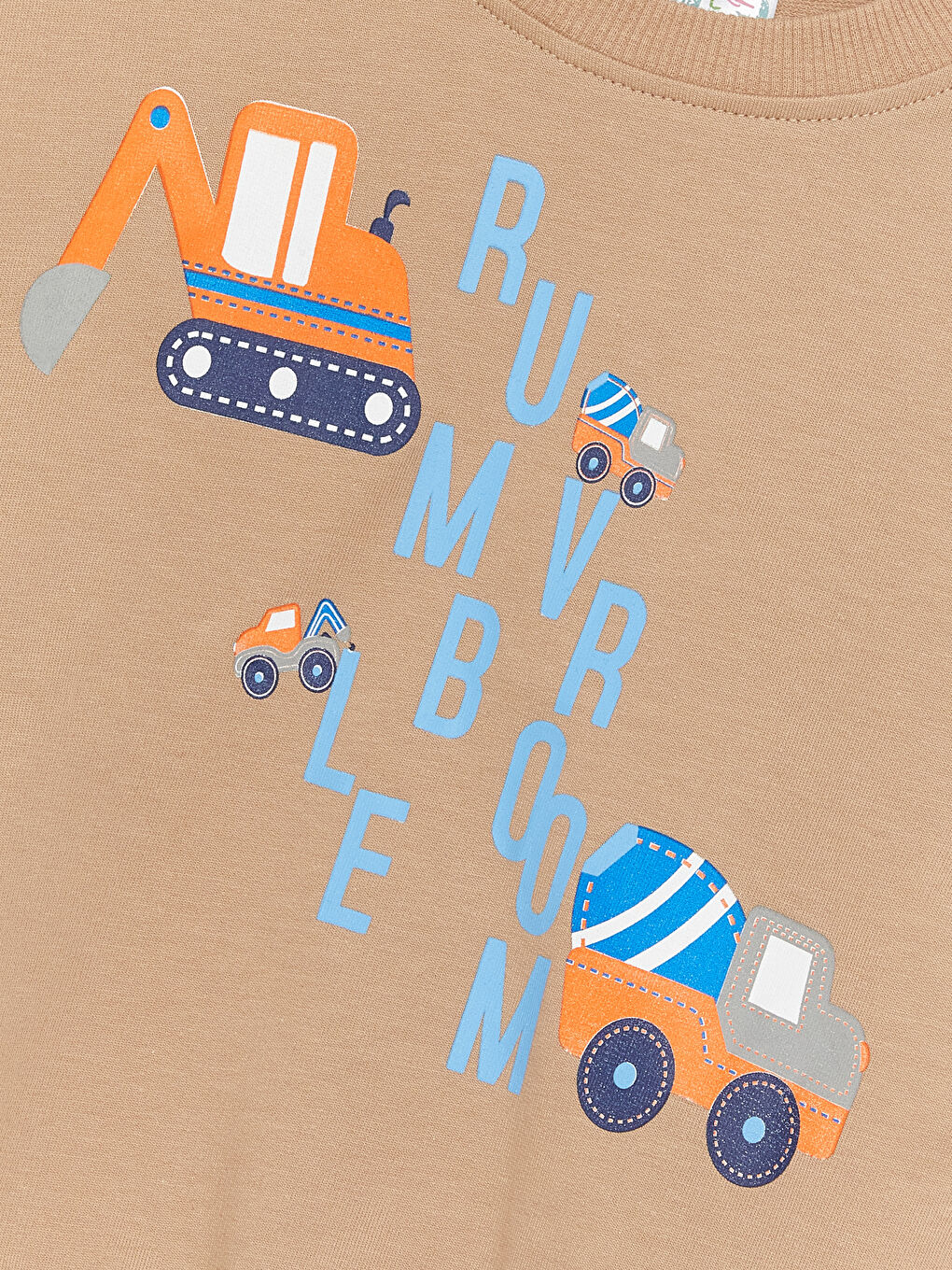 Kahverengi Bisiklet Yaka Uzun Kollu Baskılı Erkek Bebek Sweatshirt ve Eşofman Alt 2'li Takım-5